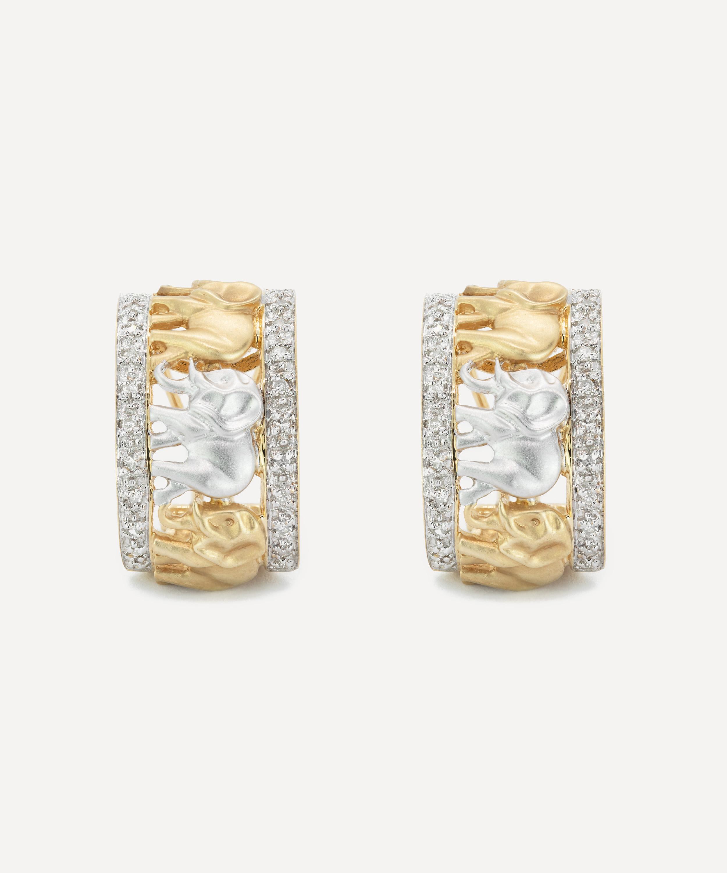 Kojis 14ct Gold Elephant Hoop Earrings