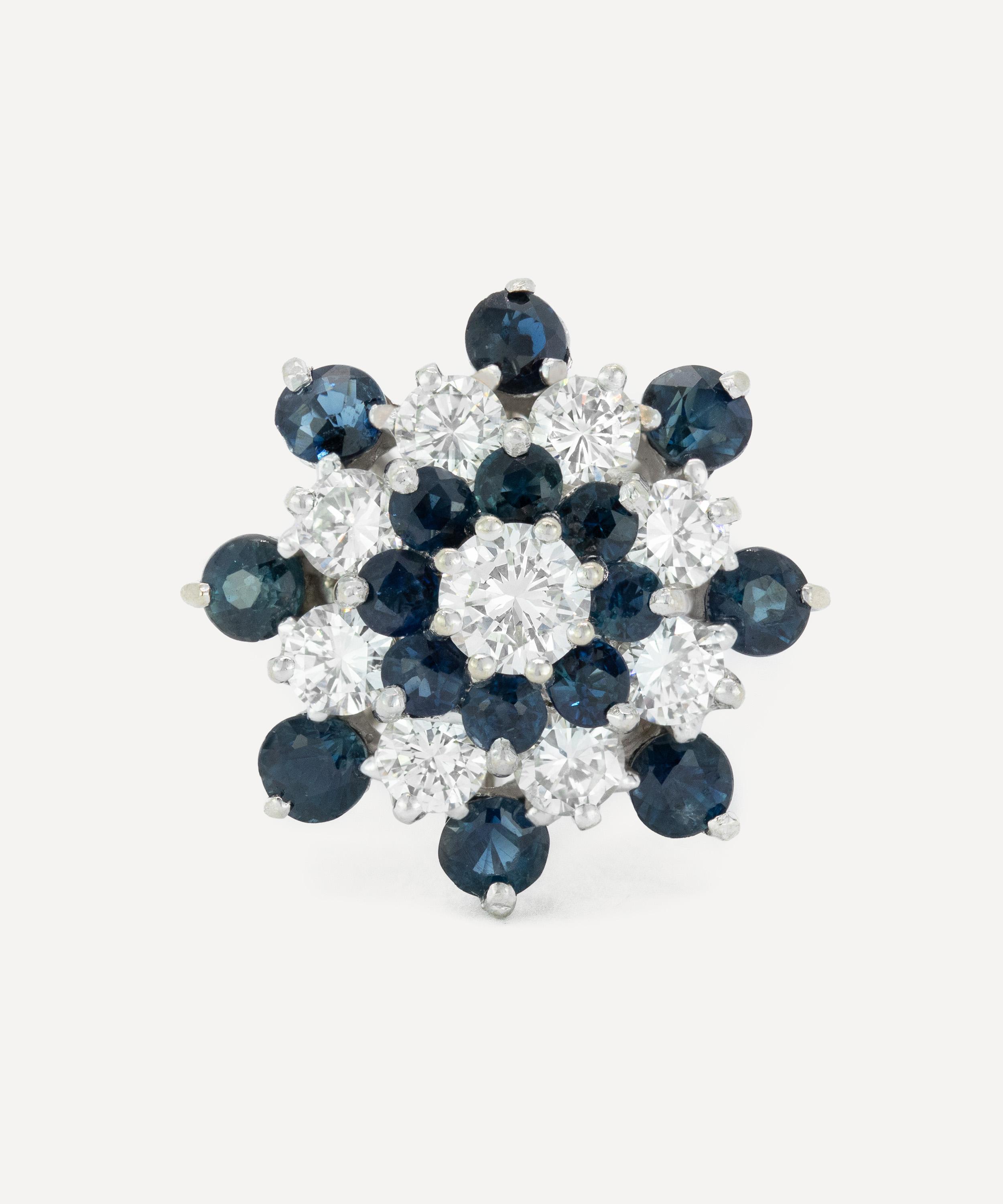Kojis 14ct White Gold Sapphire And Diamond Vintage Cluster Ring