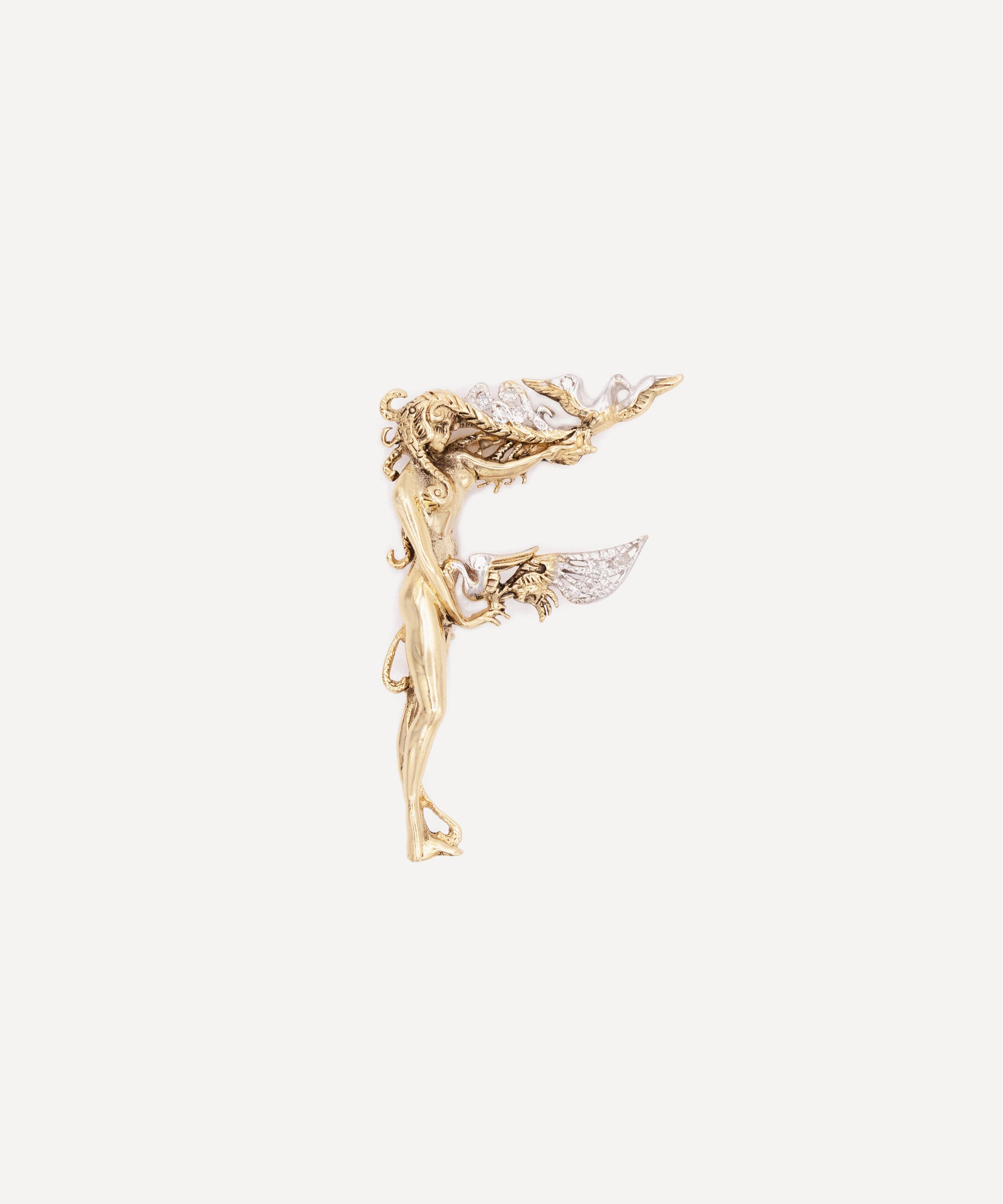 Kojis 14ct Gold Erte Letter F Brooch