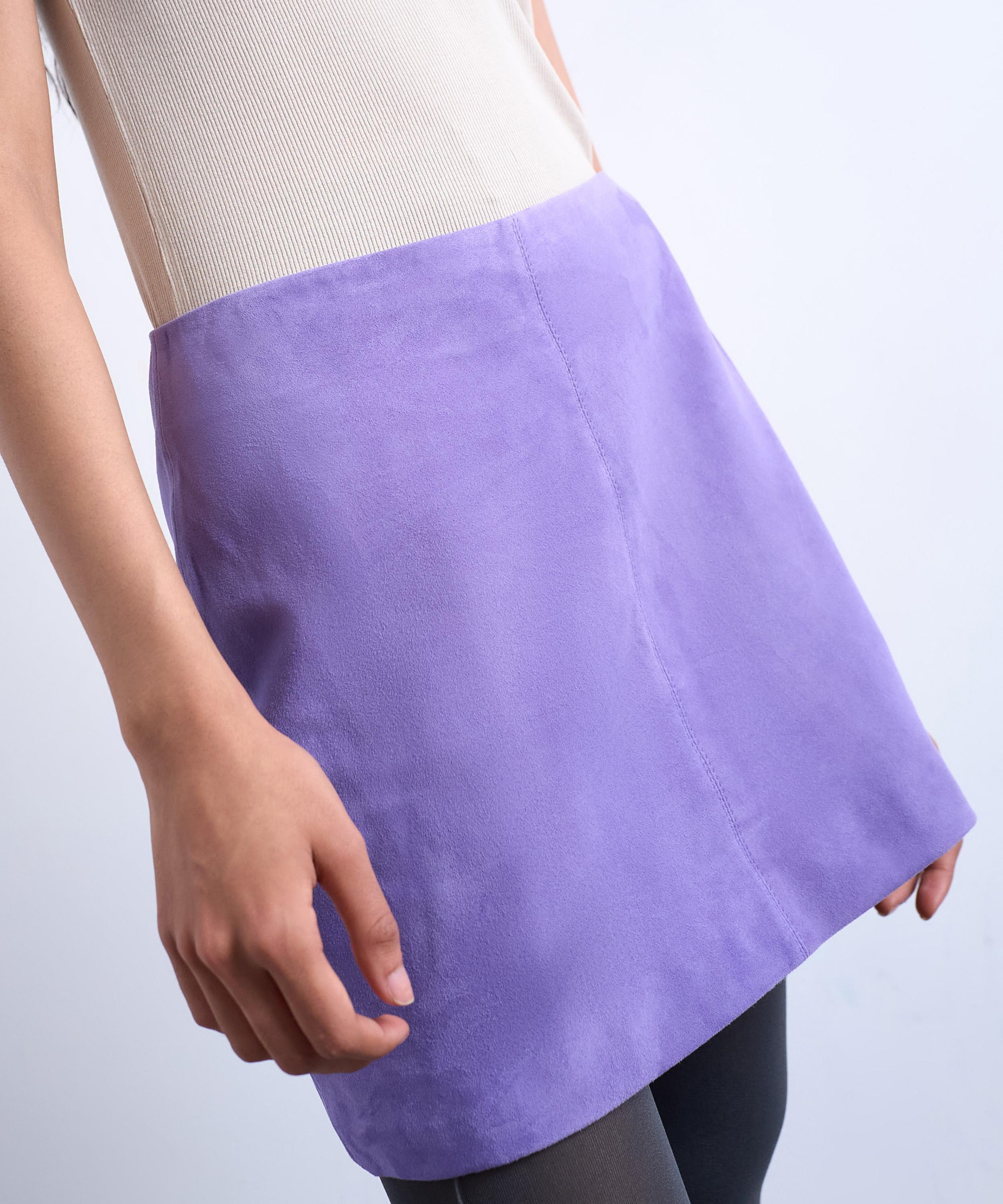 Topshop Women's Purple Suede Pelmet Mini Skirt In Purple