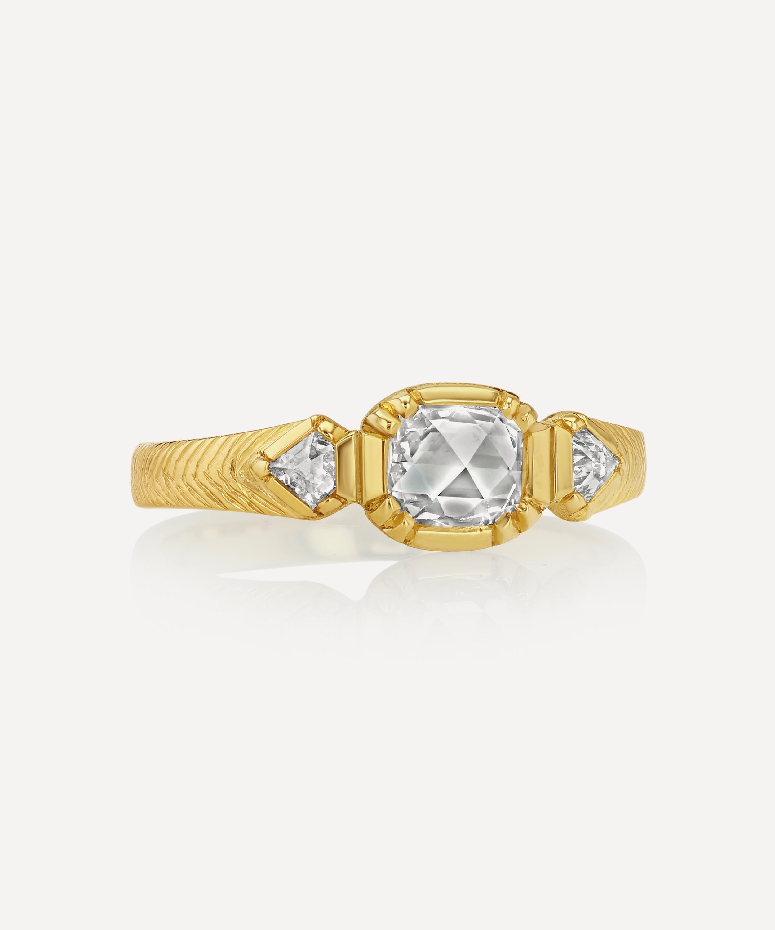 Brooke Gregson 18ct Gold Geo Engraved Diamond Ring