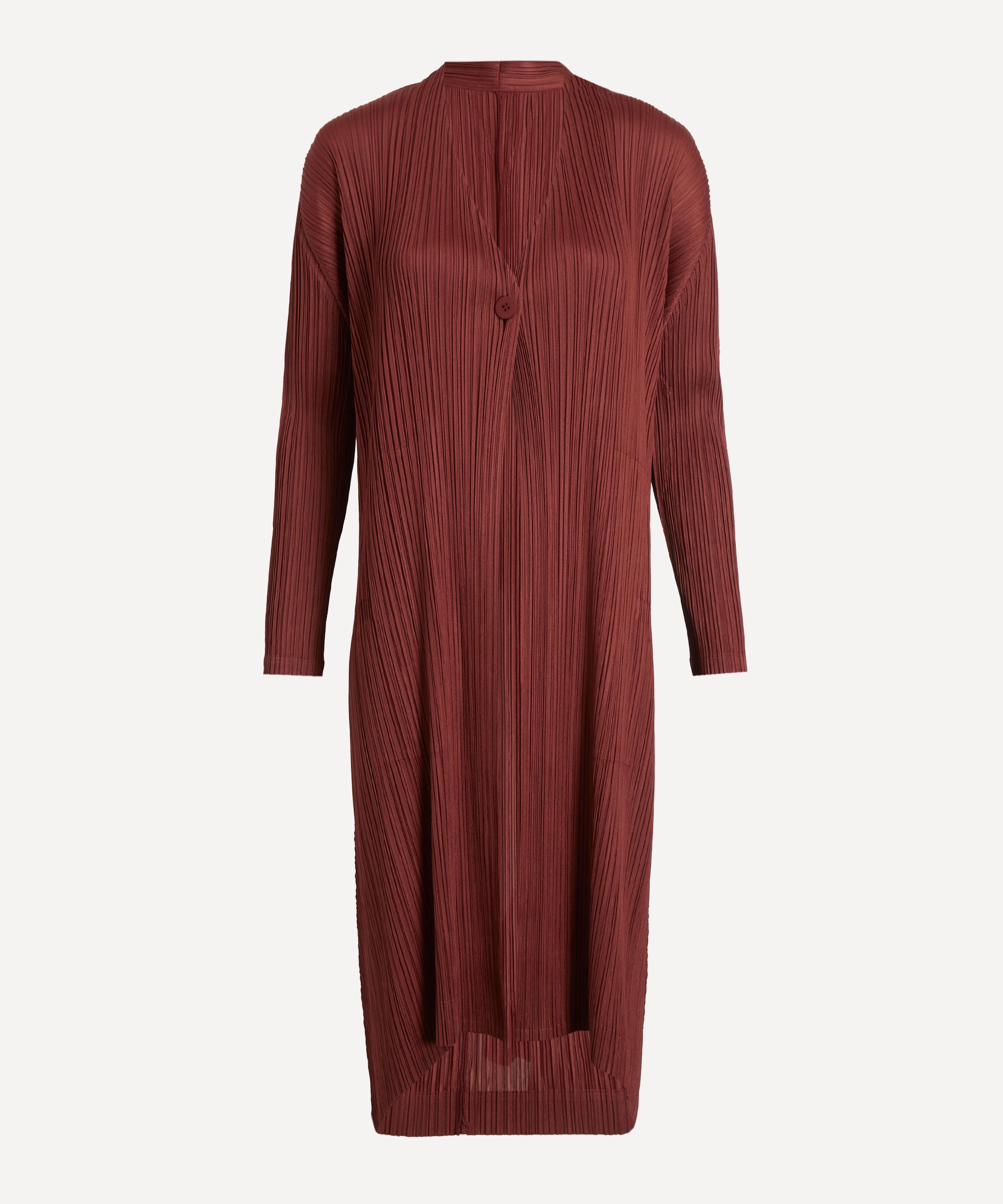 Issey Miyake Monthly Colors: October Pleated-button Coat In Brown