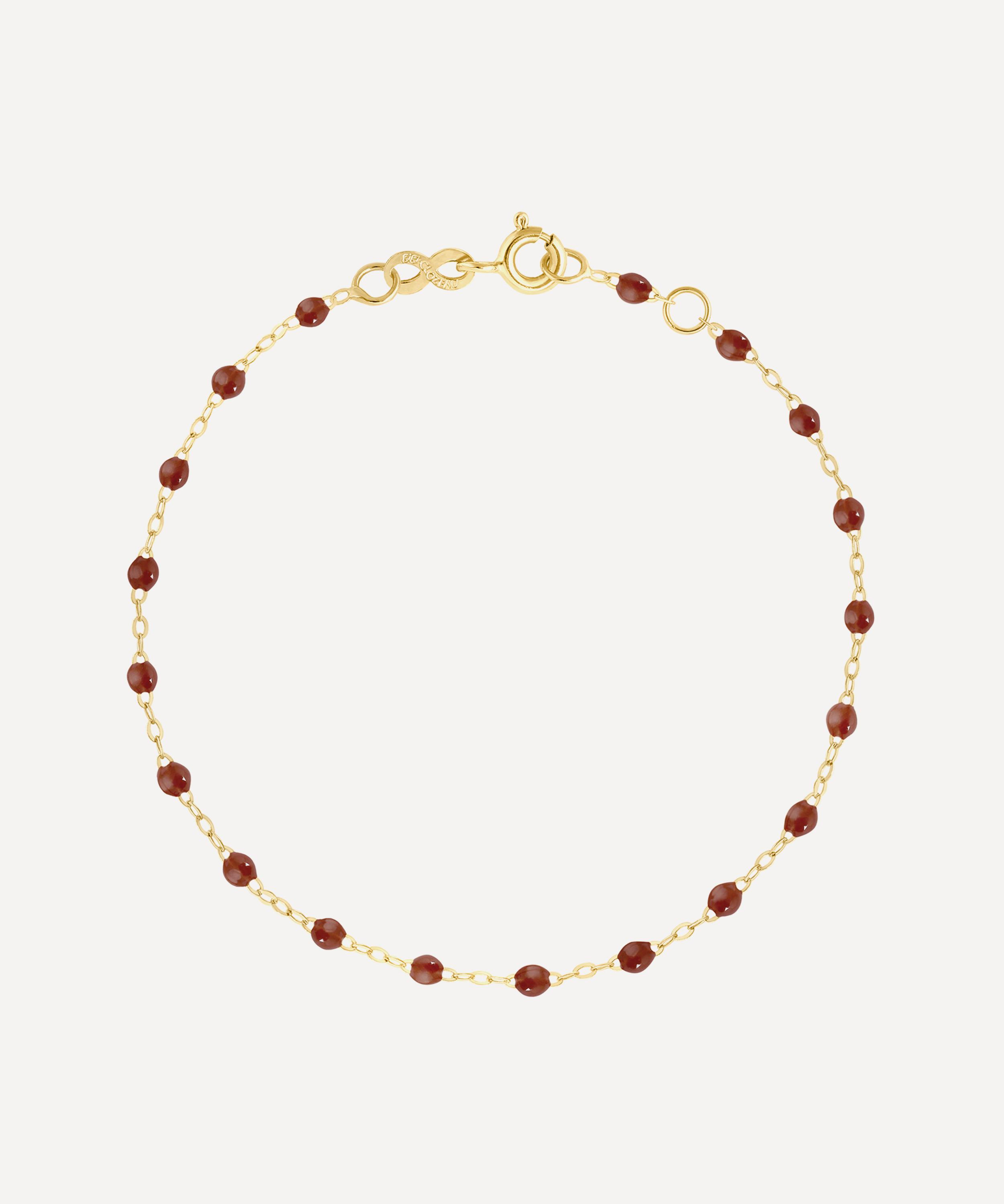 Gigi Clozeau 18ct Gold Classic Gigi Moka Resin Bead Bracelet In Brown