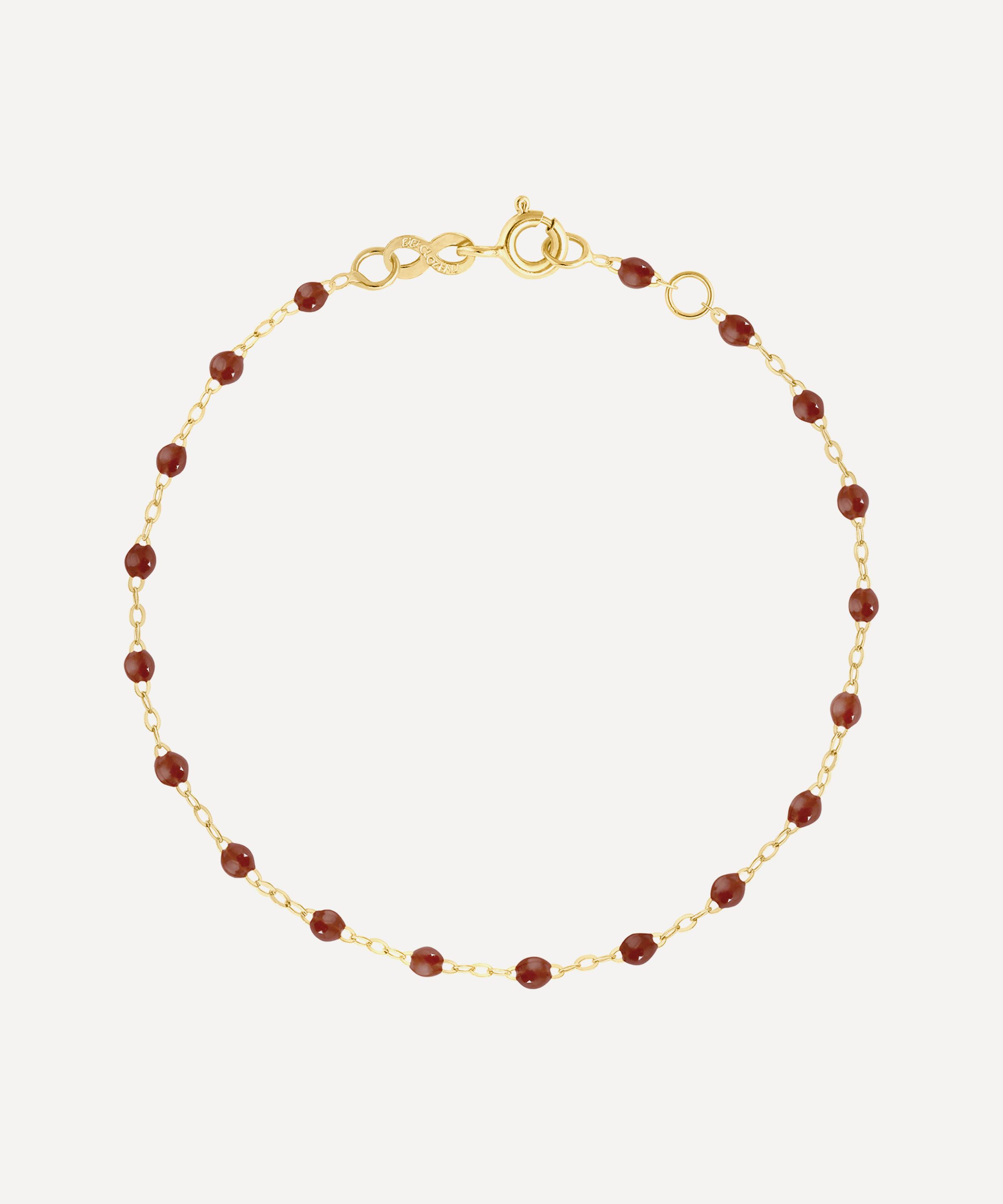 Gigi Clozeau 18ct Gold Classic Gigi Moka Resin Bead Bracelet In Brown