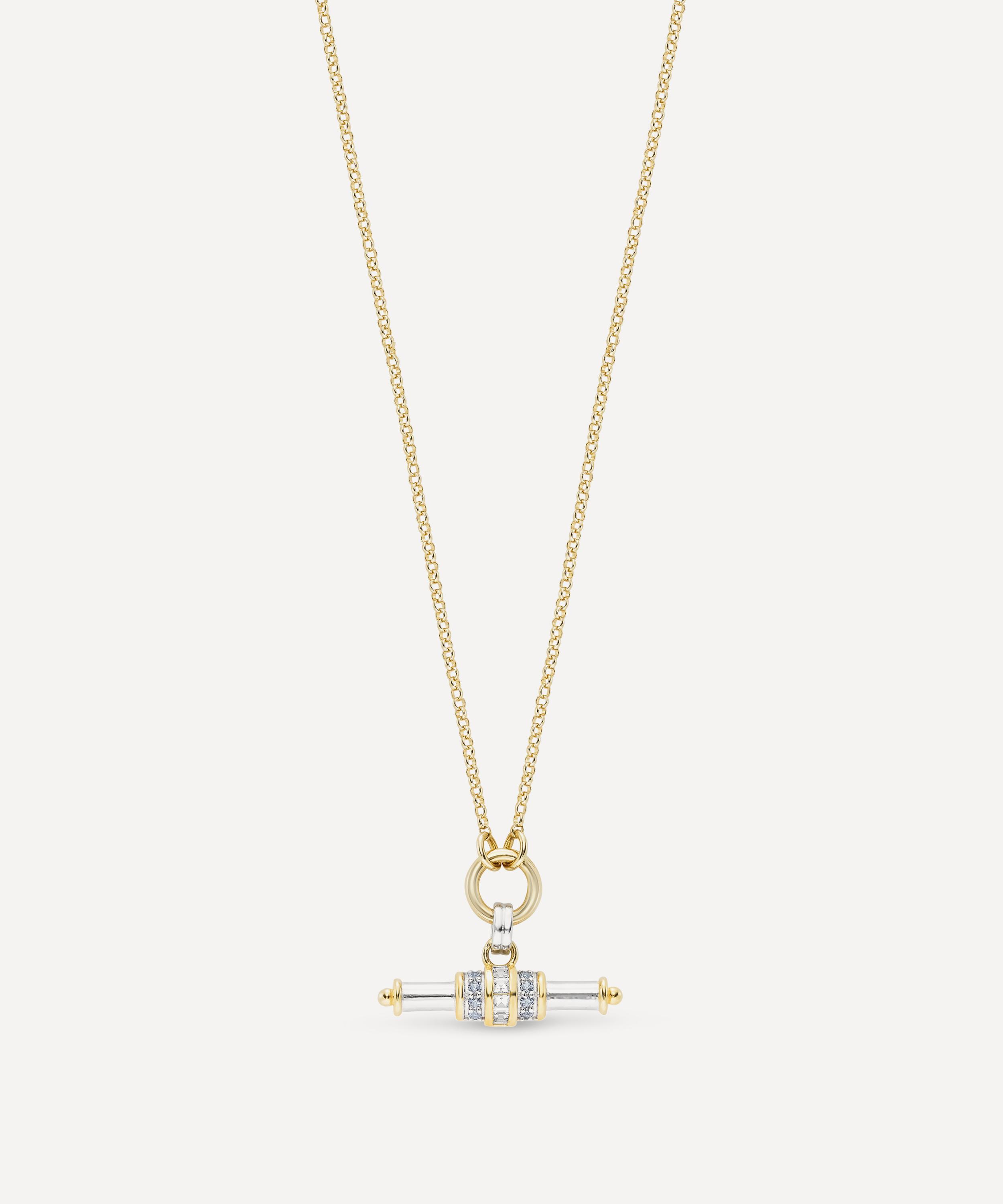 Laura Vann Mixed Metal T-bar Pendant Necklace In Gold