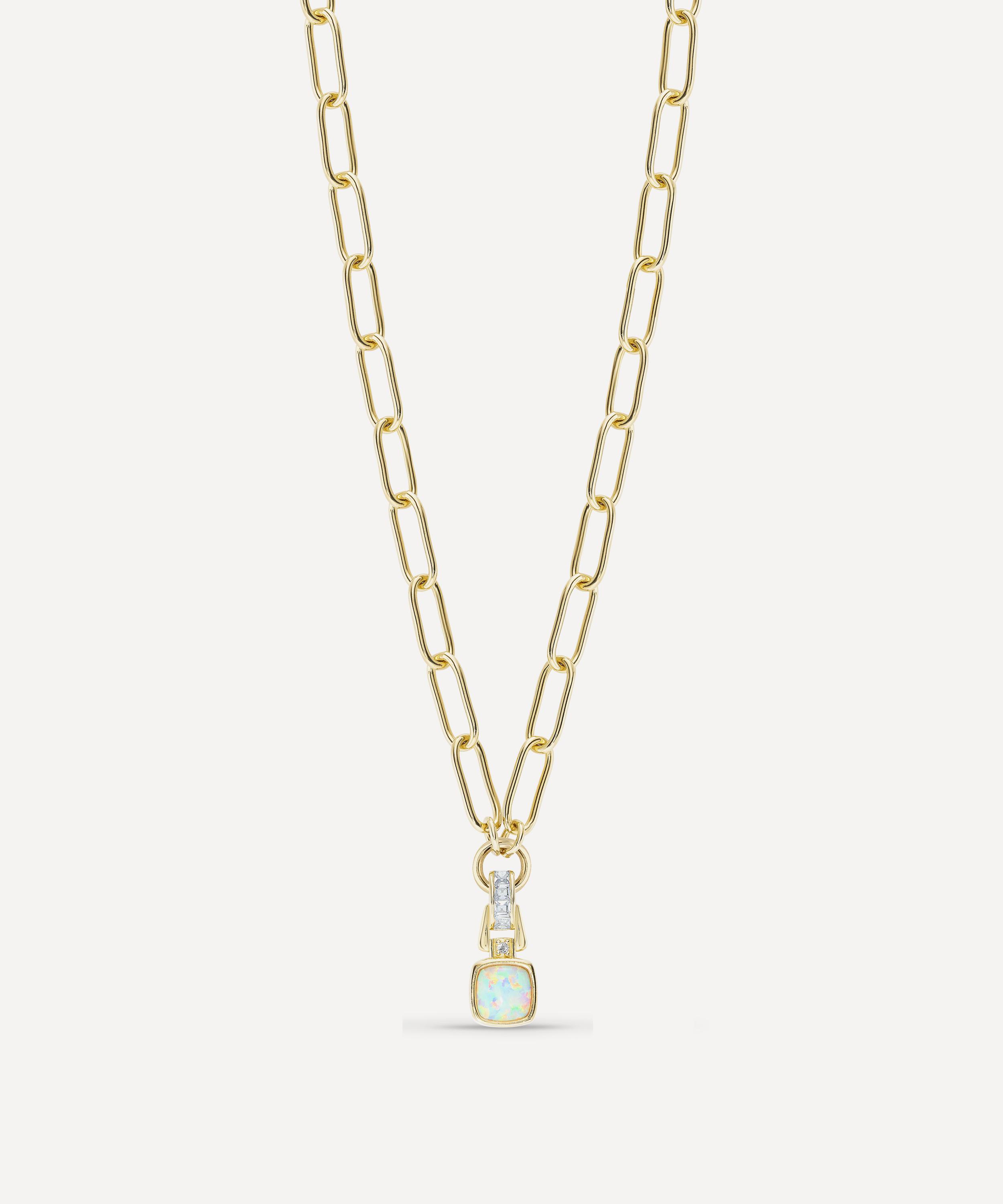 Laura Vann 18ct Gold-plated Synthetic Opal Paperclip Chain Necklace