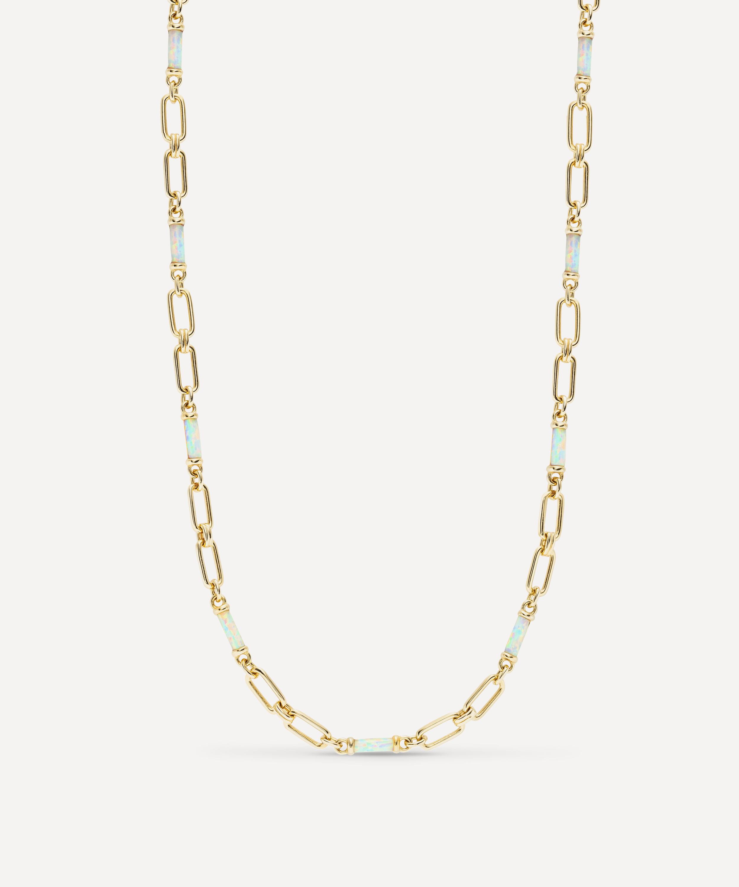 Laura Vann 18ct Gold-plated Synthetic Opal Chain Necklace