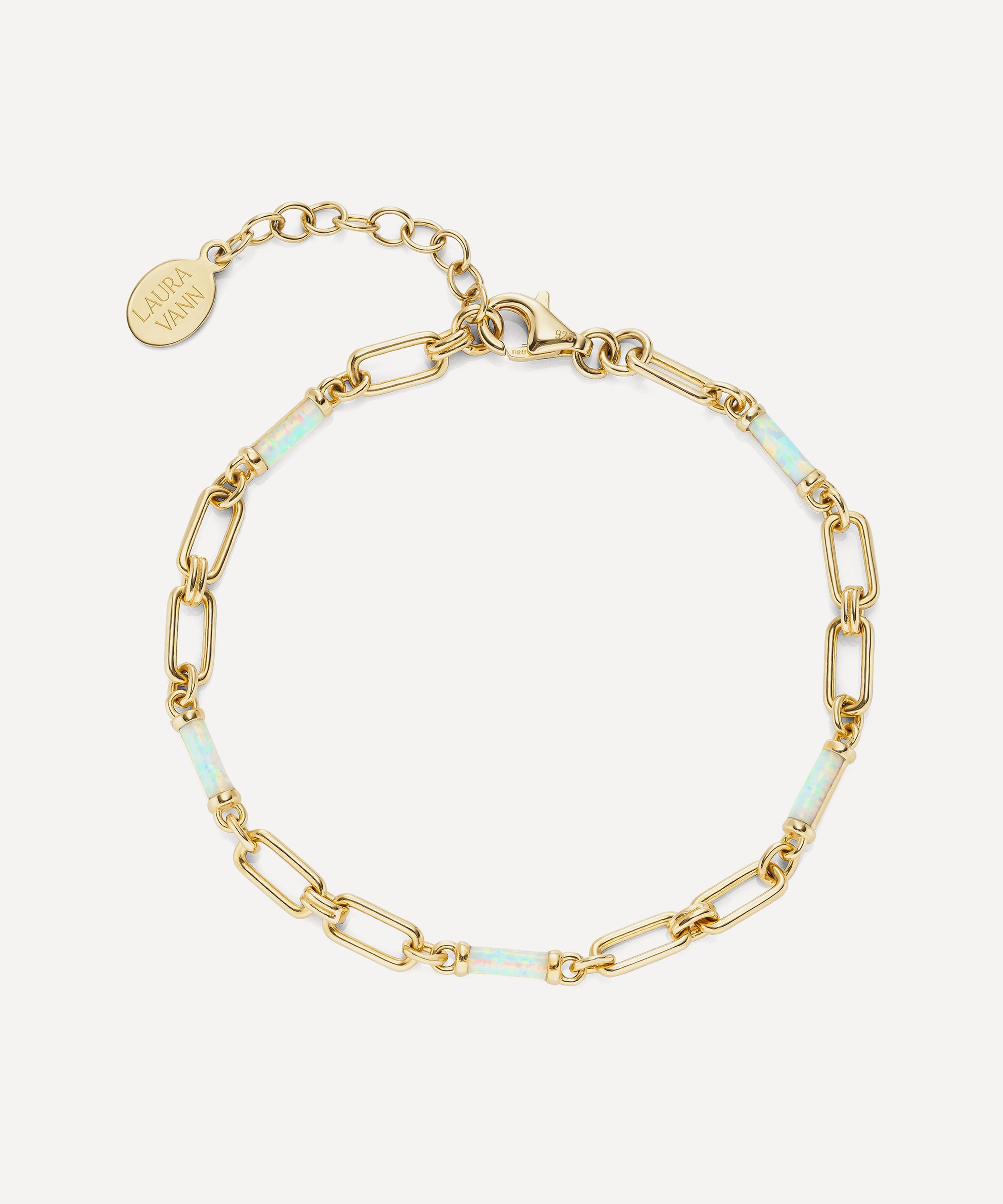 Laura Vann 18ct Gold-plated Synthetic Opal Chain Bracelet