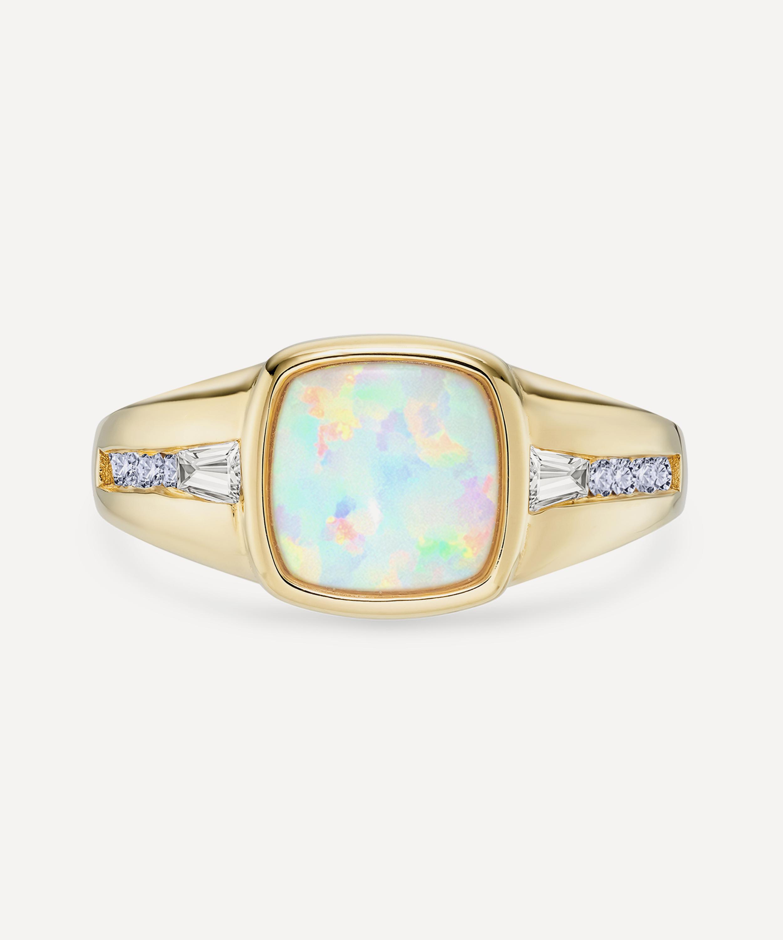 Laura Vann 18ct Gold-plated Vermeil Silver Synthetic Opal Signet Ring