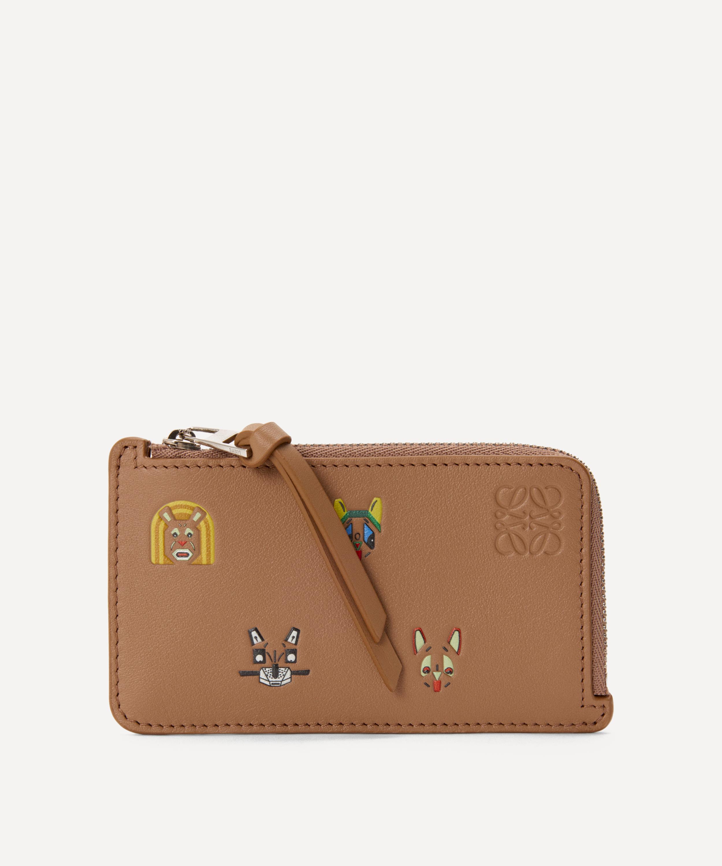 Loewe X Louis Wain Leather Cats Coin Card Holder In Brown