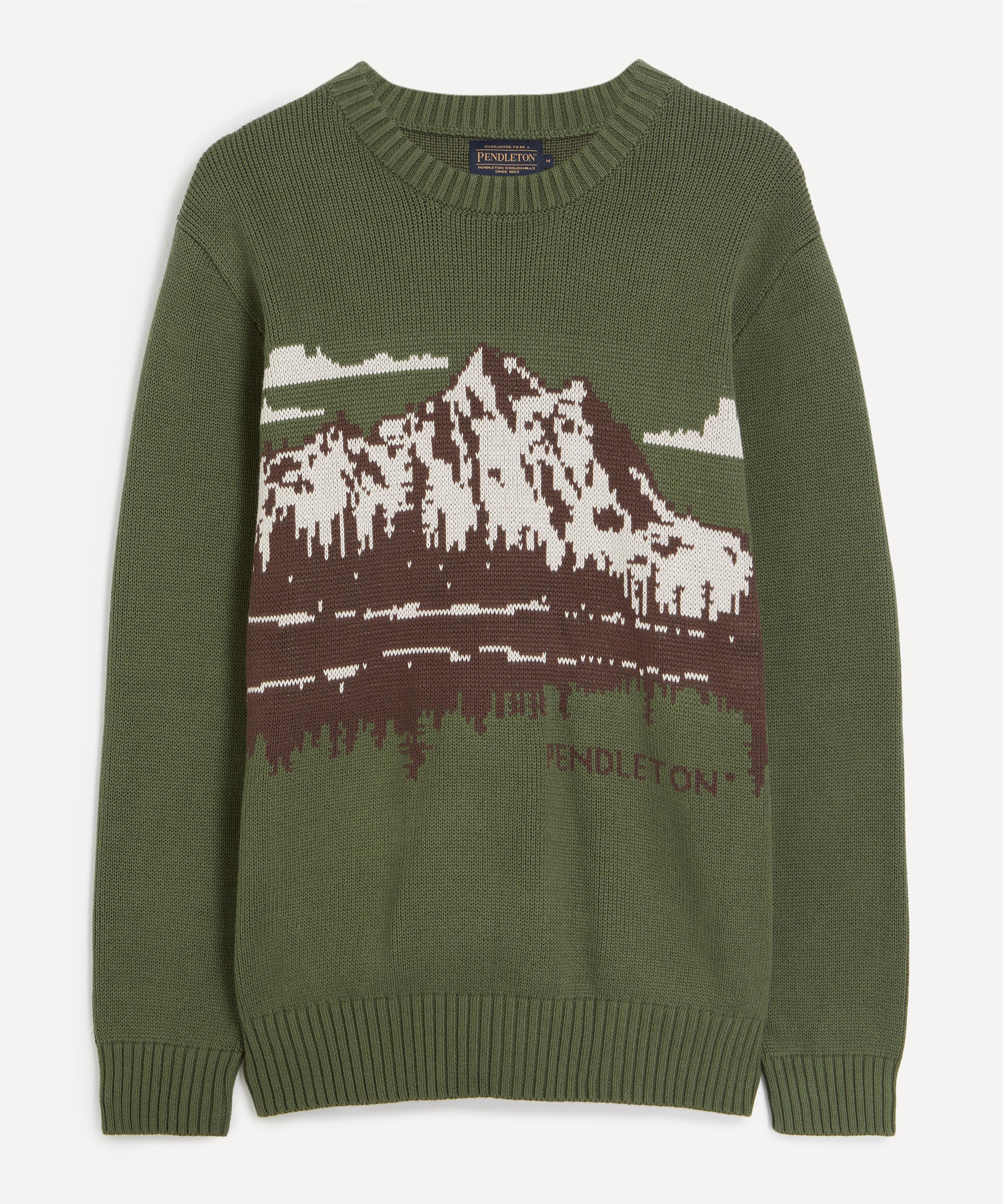 Pendleton Mens Lake Crew Knit Jumper In Green