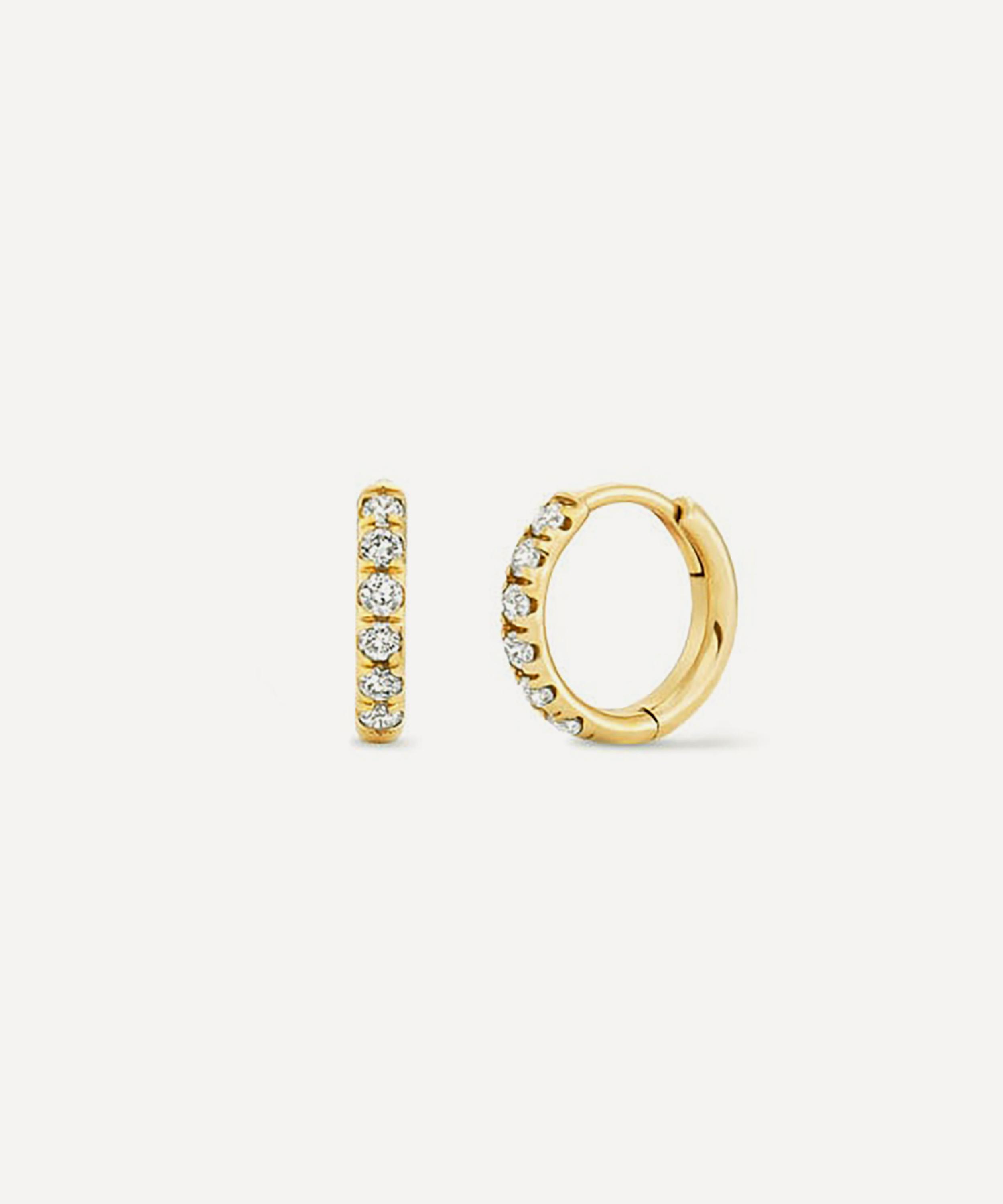 9ct Gold Mini Lab Grown Diamond Huggie Hoop Earrings