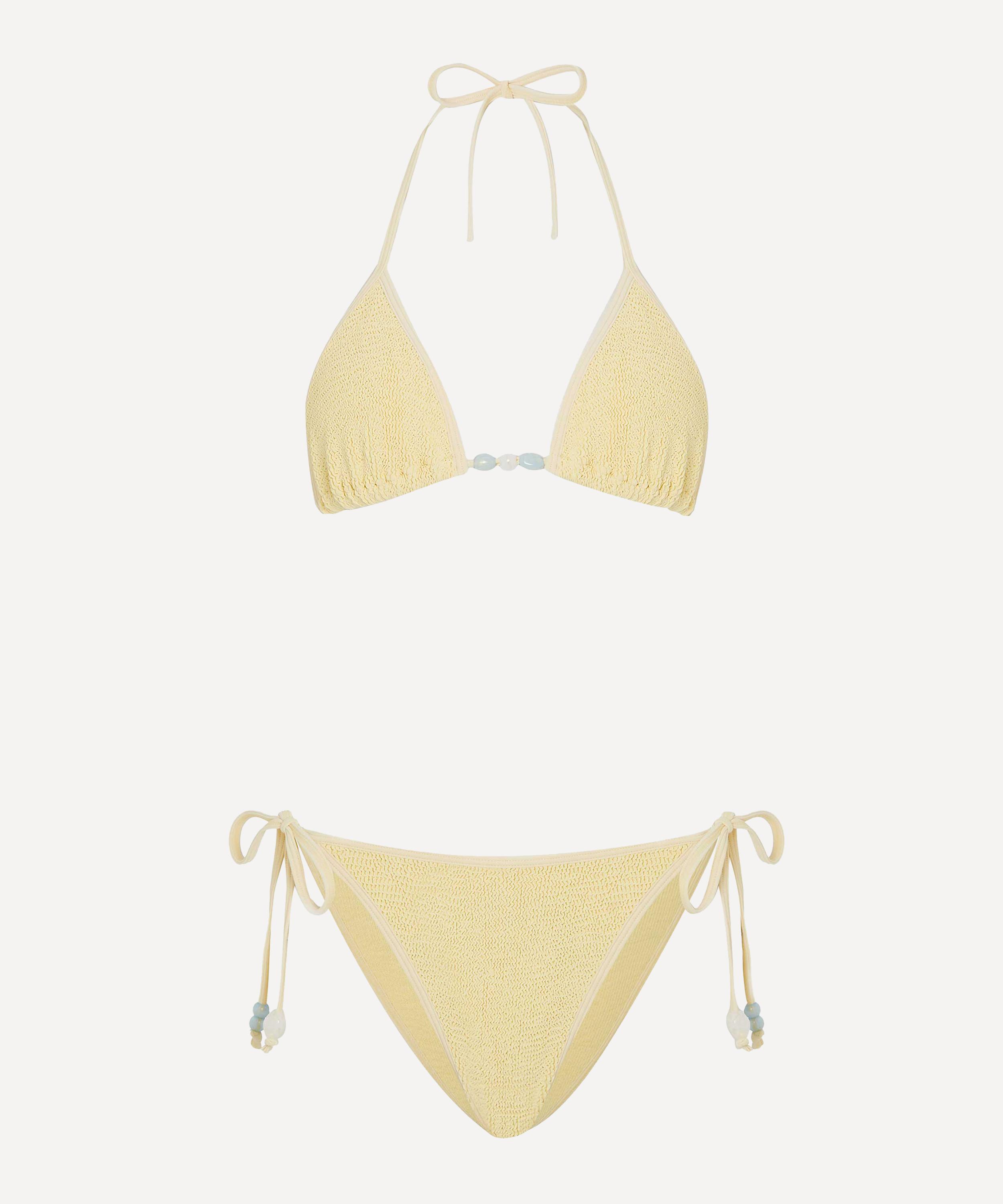 Hunza G Womens Butter Gina Bead-embellished Bikini Set In Neutral