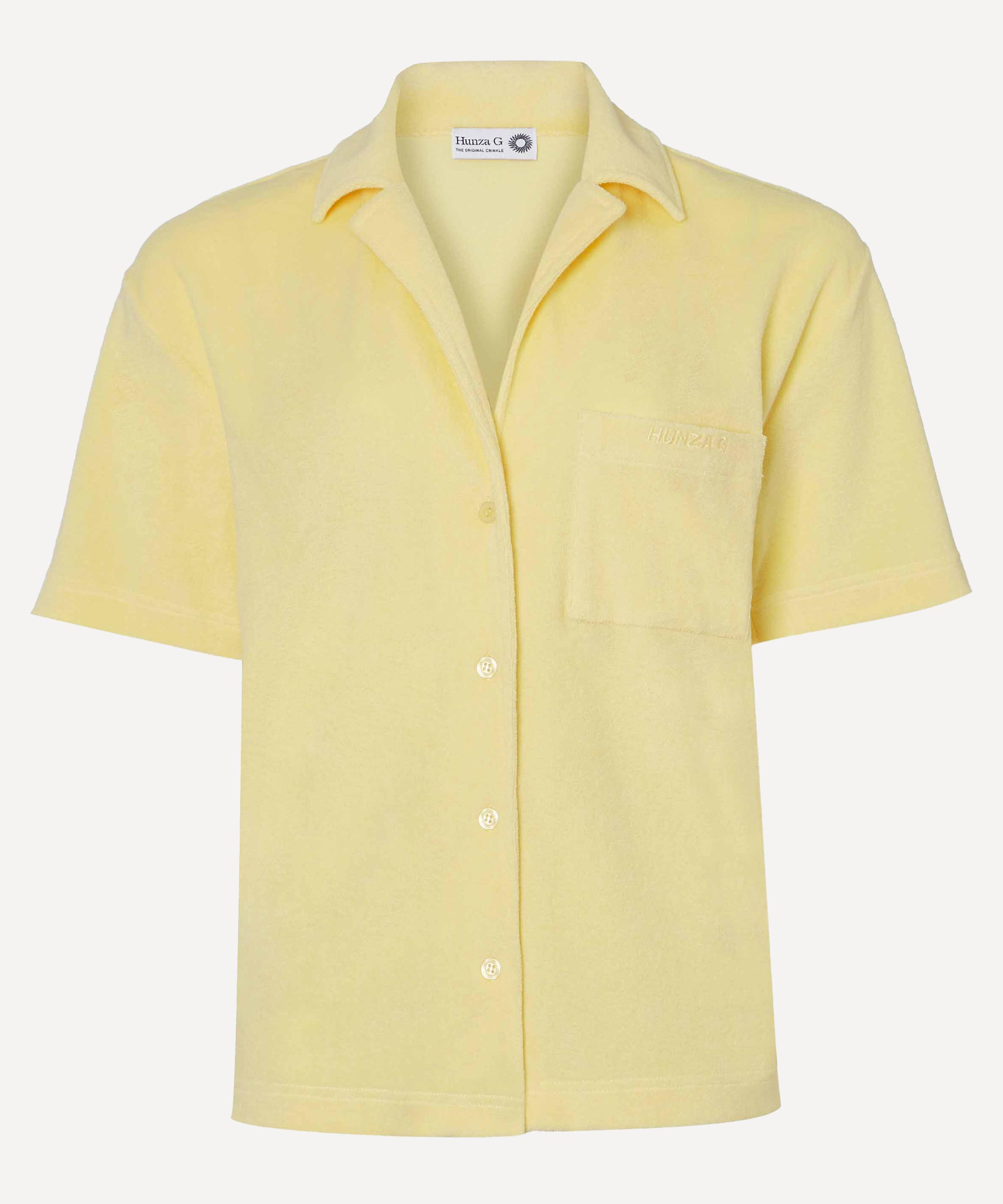 Hunza G Womens Butter Cuban Short-sleeve Terry Toweling Shirt In Yellow