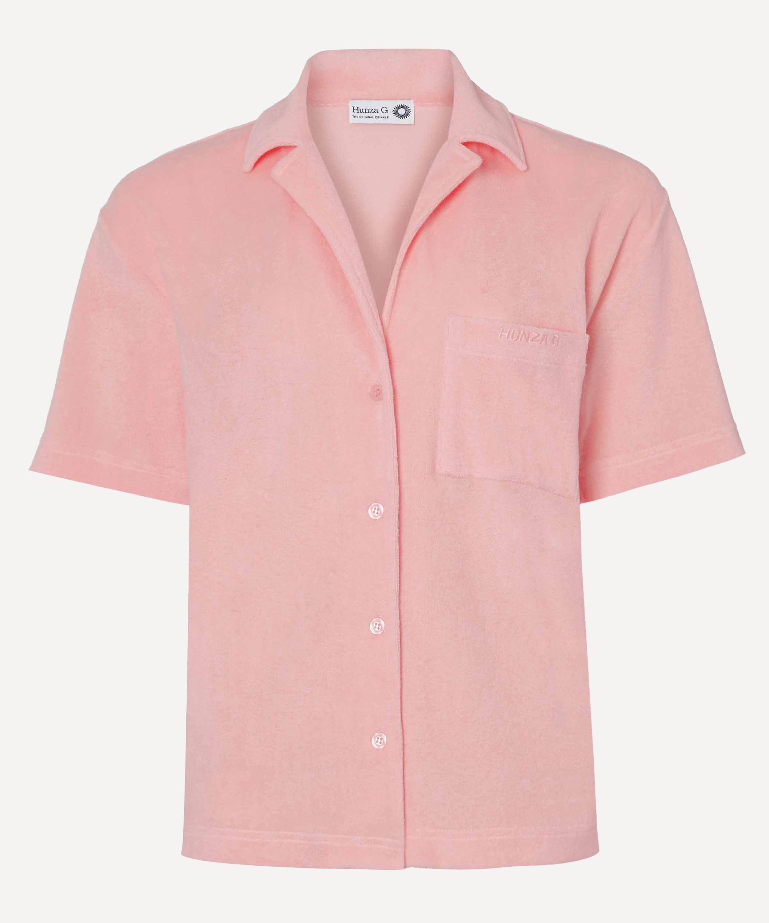 Hunza G Women's Terry Towelling Cuban Shirt In Pink