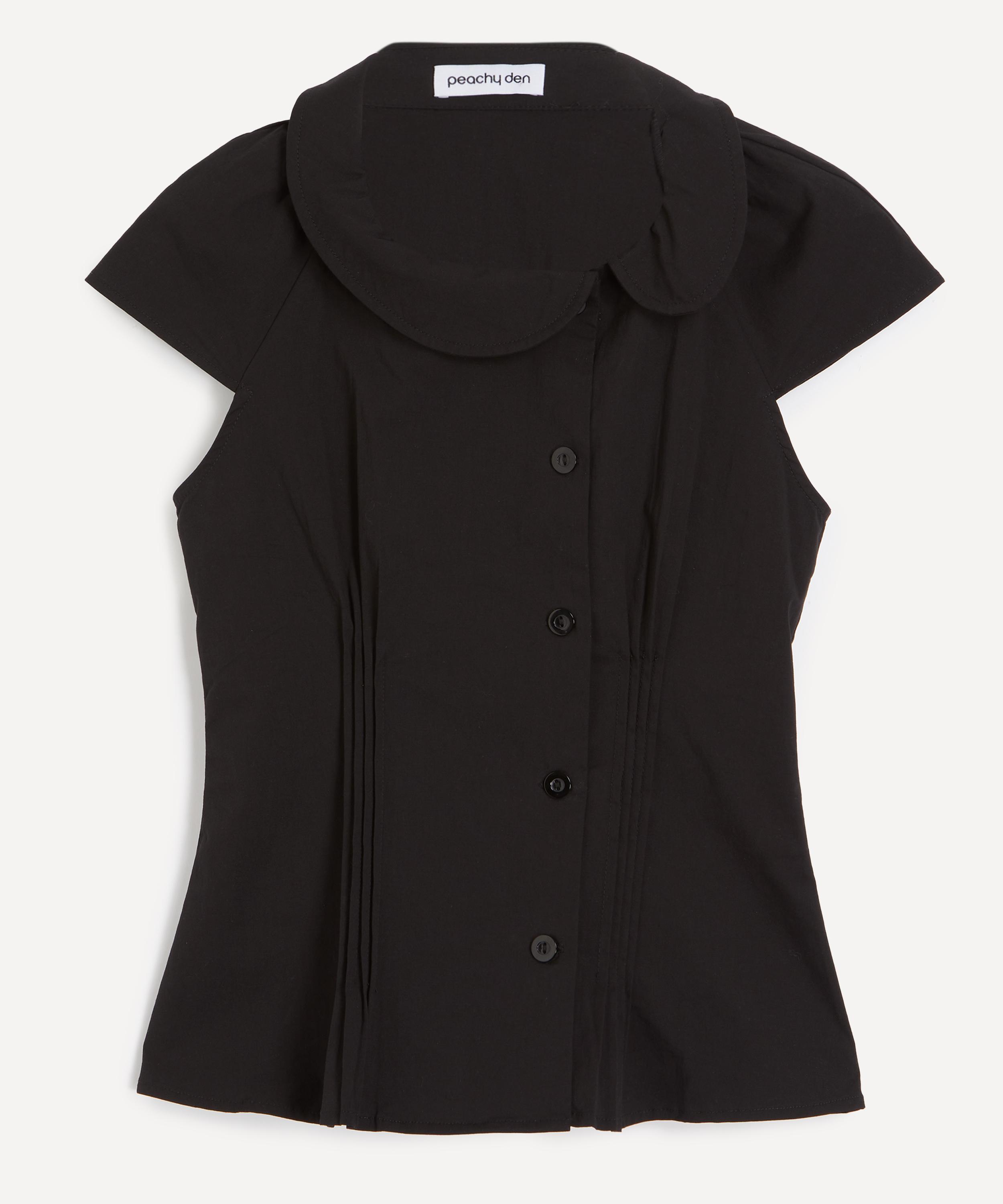 Peachy Den Women's Missy Asymmetric Blouse In Black