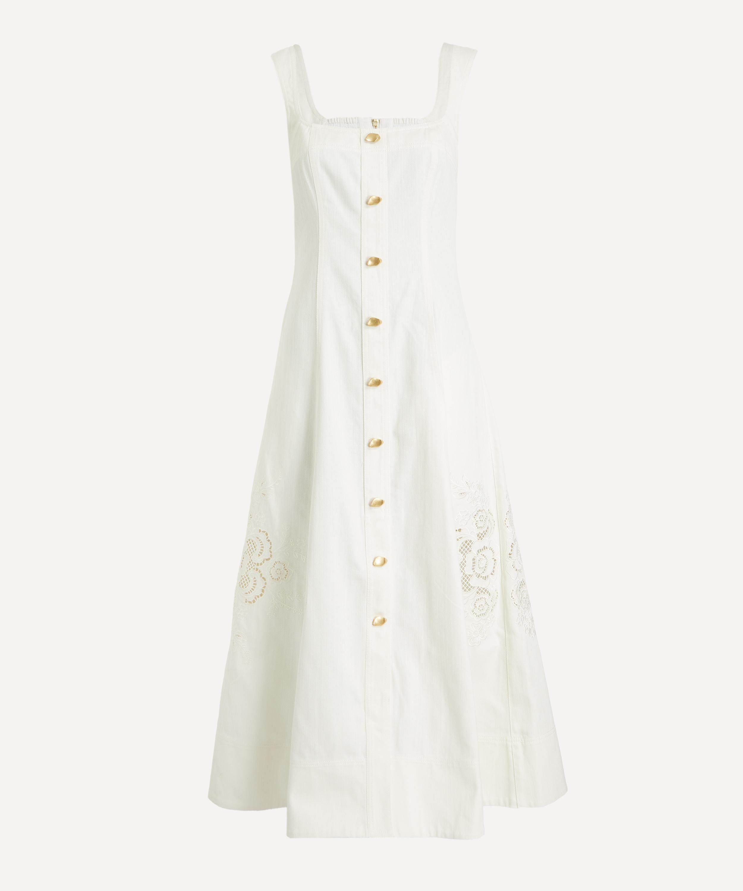 Aje Women's Halo Embroidered Midi Dress In White