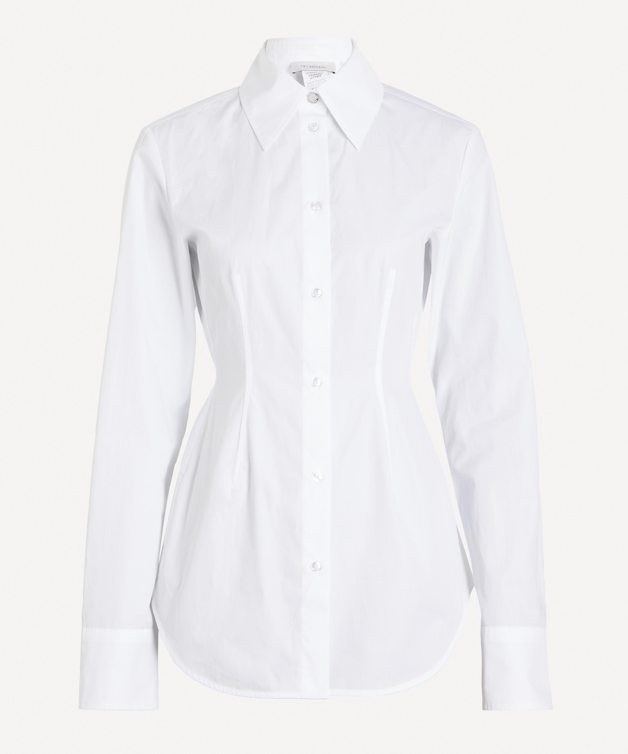Sportmax Optical White Slim-Fit Poplin Shirt