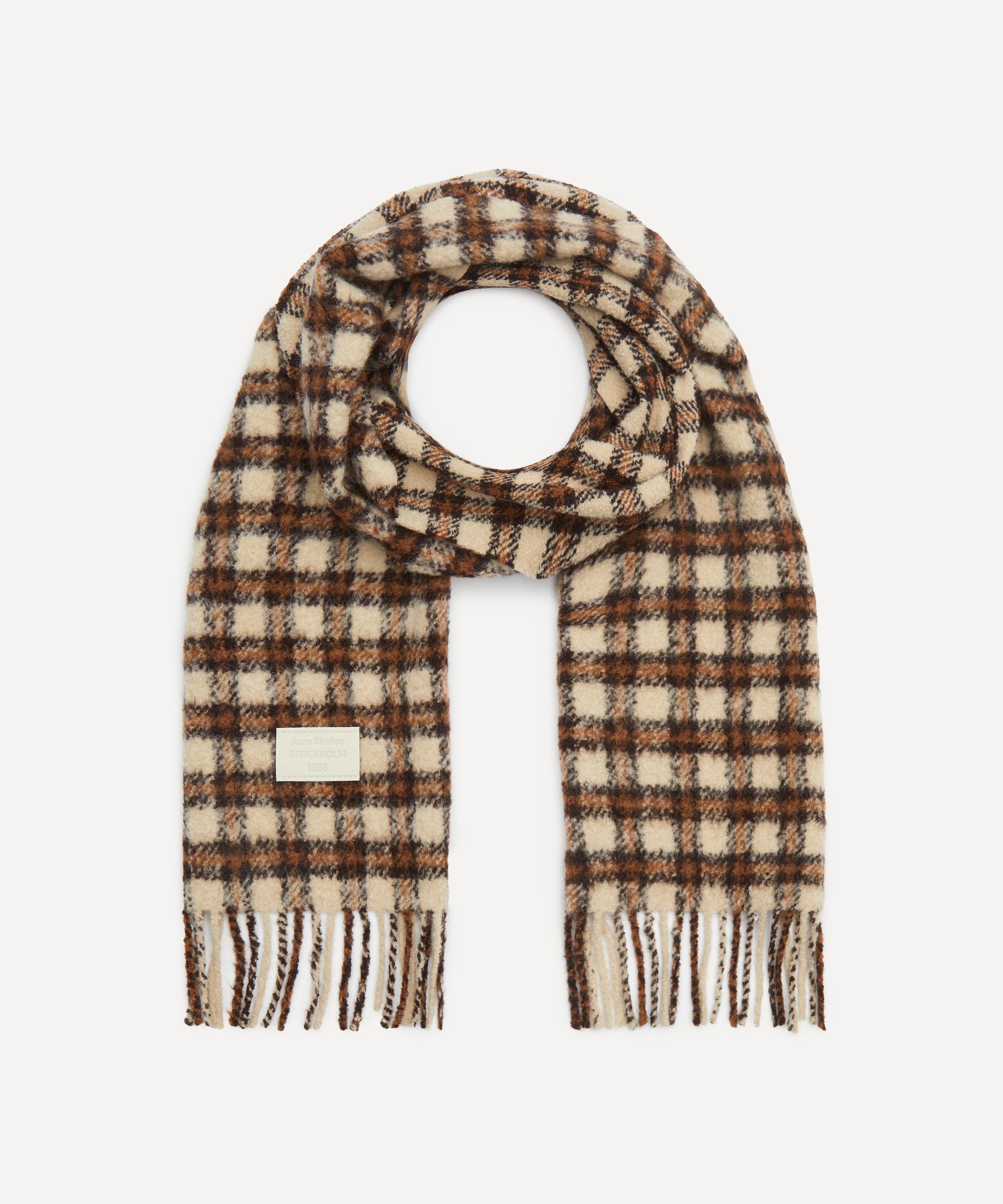 Acne Studios Women's Checked Logo Scarf In Brown