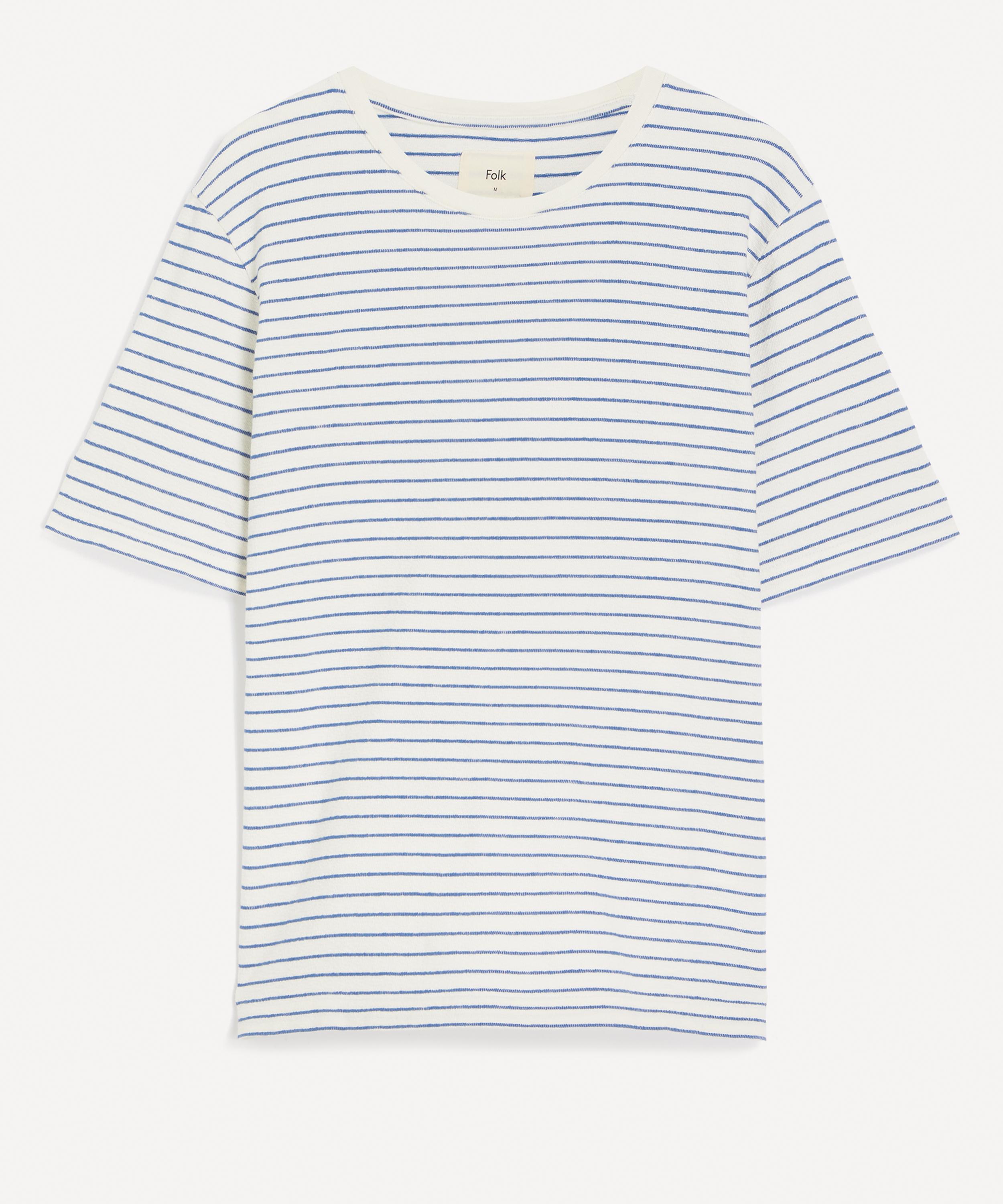 Folk Mens Textured Stripe T-shirt In Blue