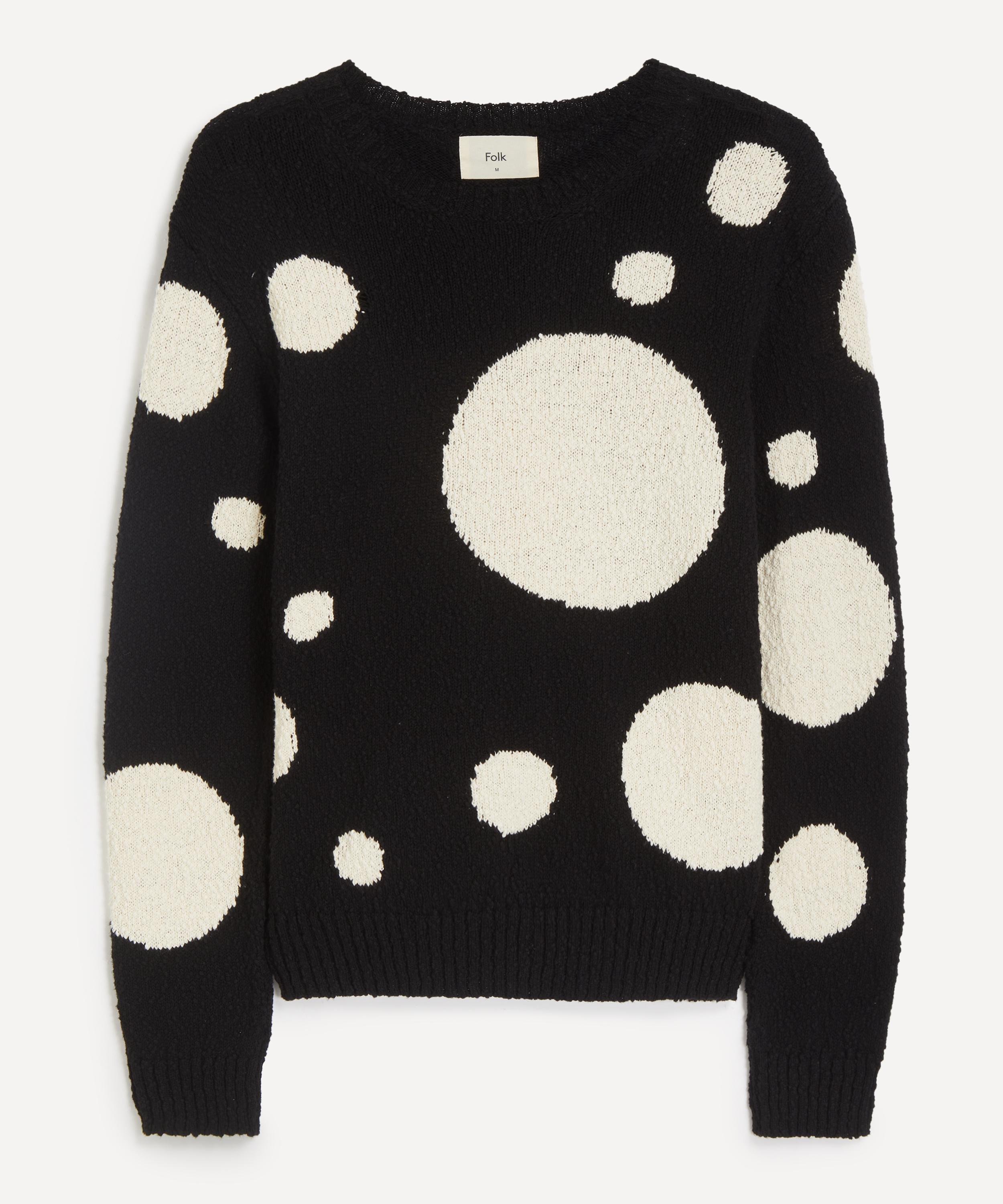 Folk Mens Chain Crew Black-white Dot Jumper In Multi