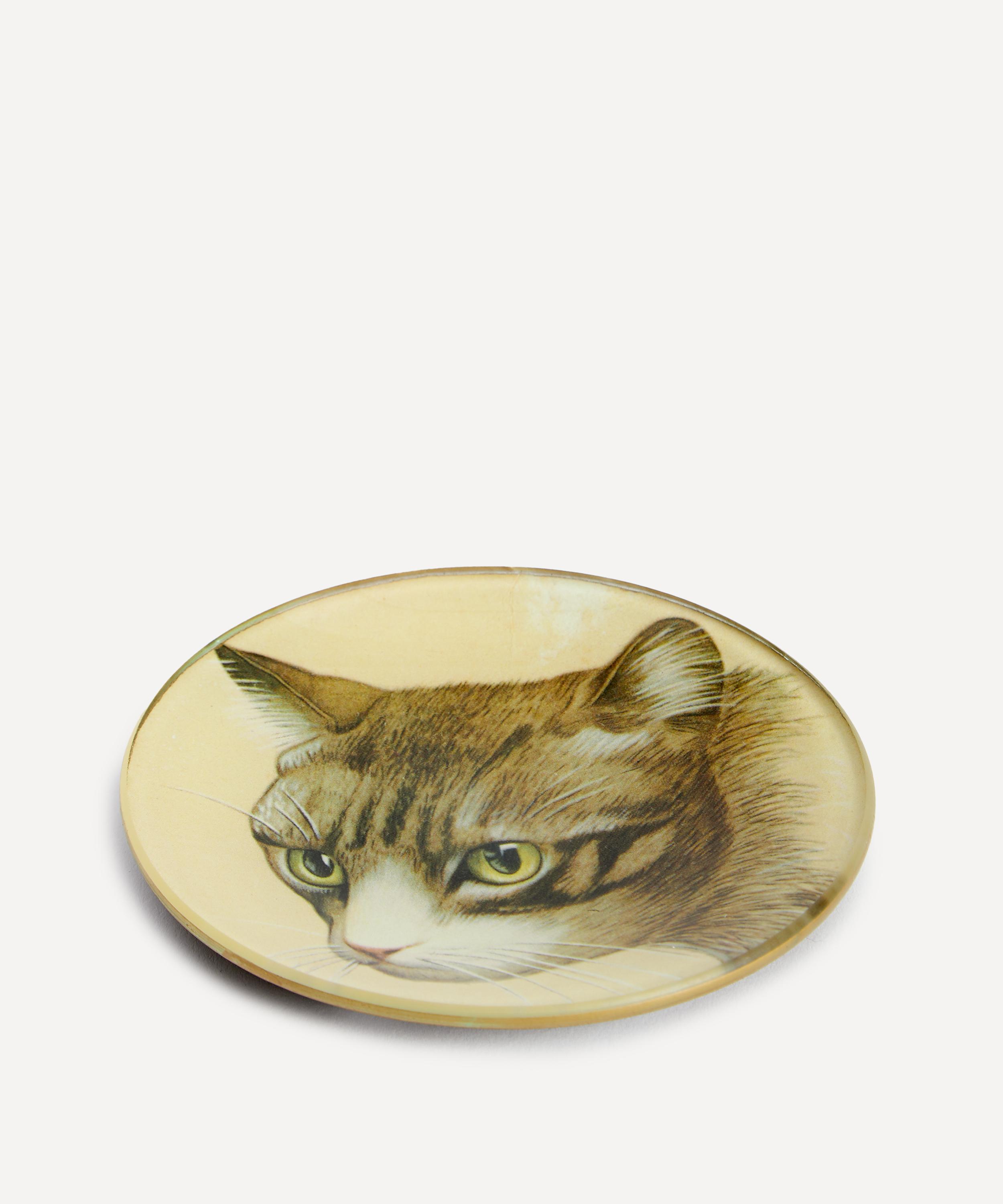 John Derian Cat Portrait Round Plate In Animal Print