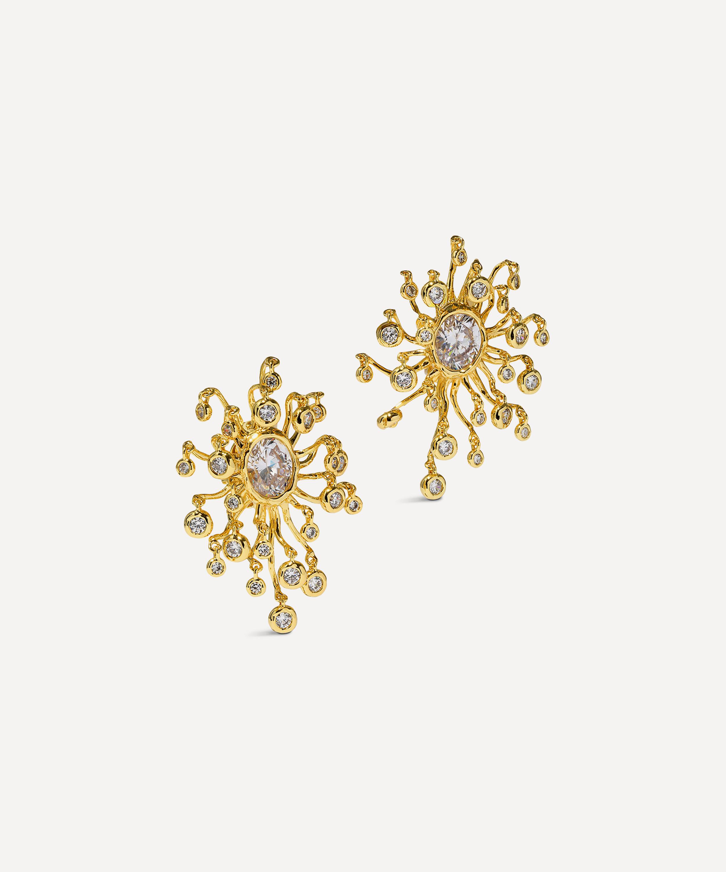 Alexis Bittar Asterales Modernist Crystal-embellished Earrings In Gold