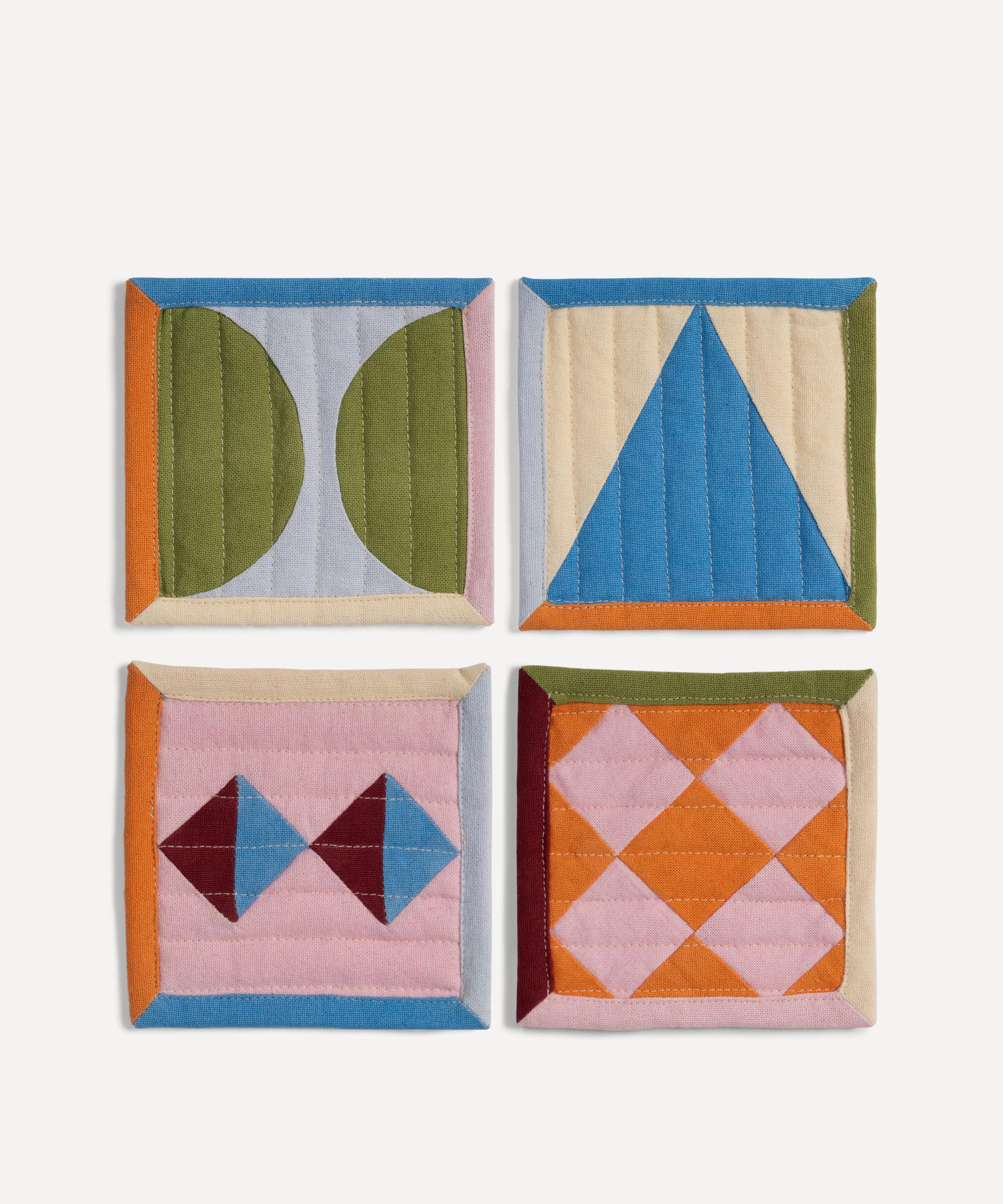 &klevering Stitch Coasters Set Of Four In Multi