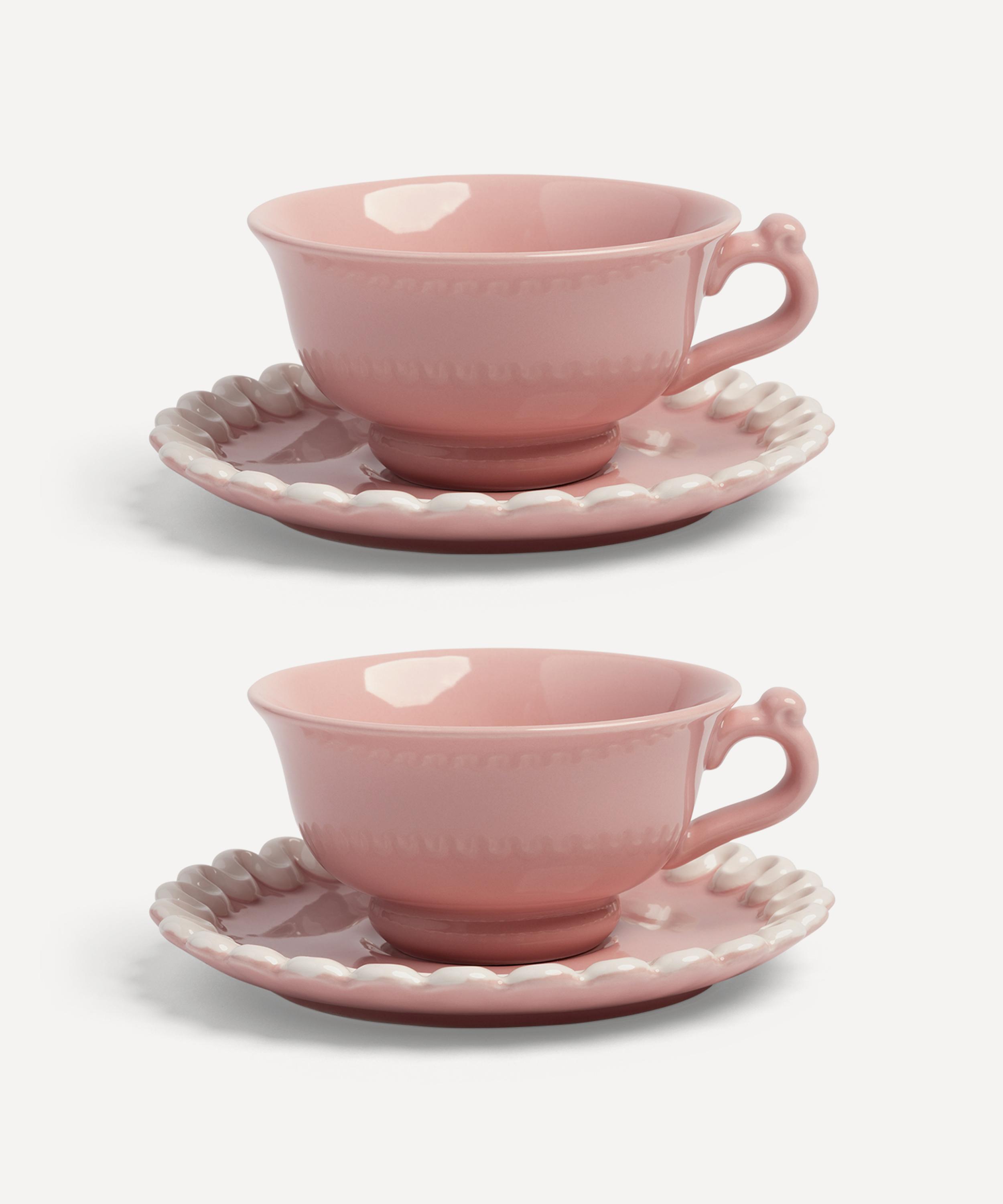 &klevering Whip Pink Cup And Saucer Set Of Two