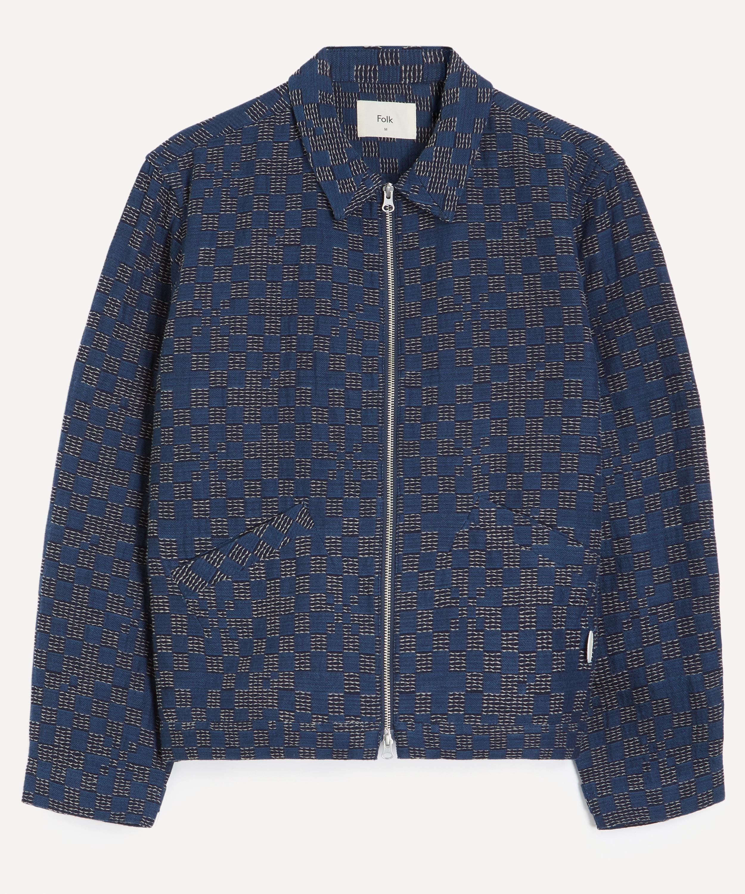 Folk Mens Signal Checkerboard Blouson Jacket In Indigo