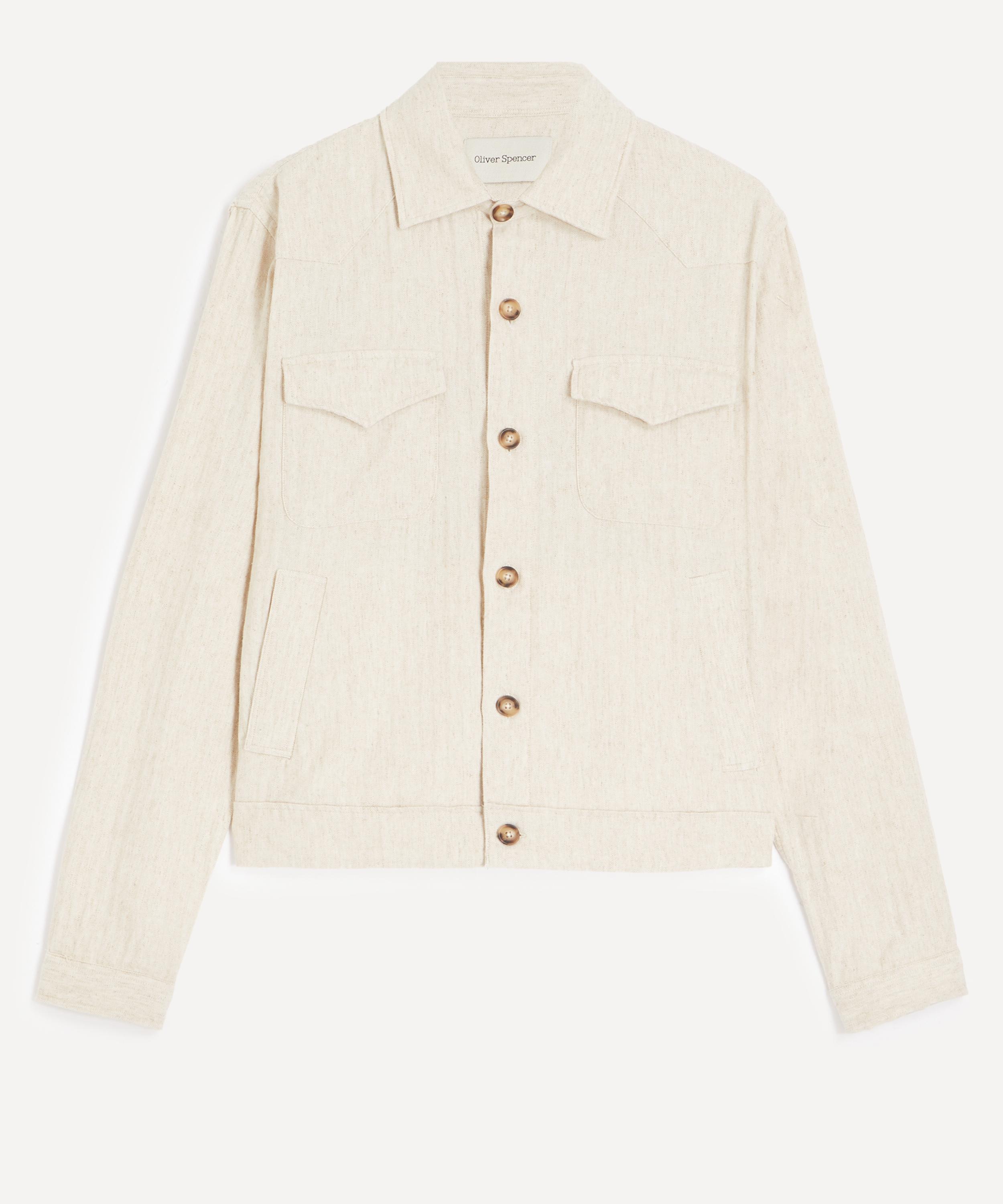 Oliver Spencer Mens Witley Cotton-linen Trucker Jacket In Tillman Cream
