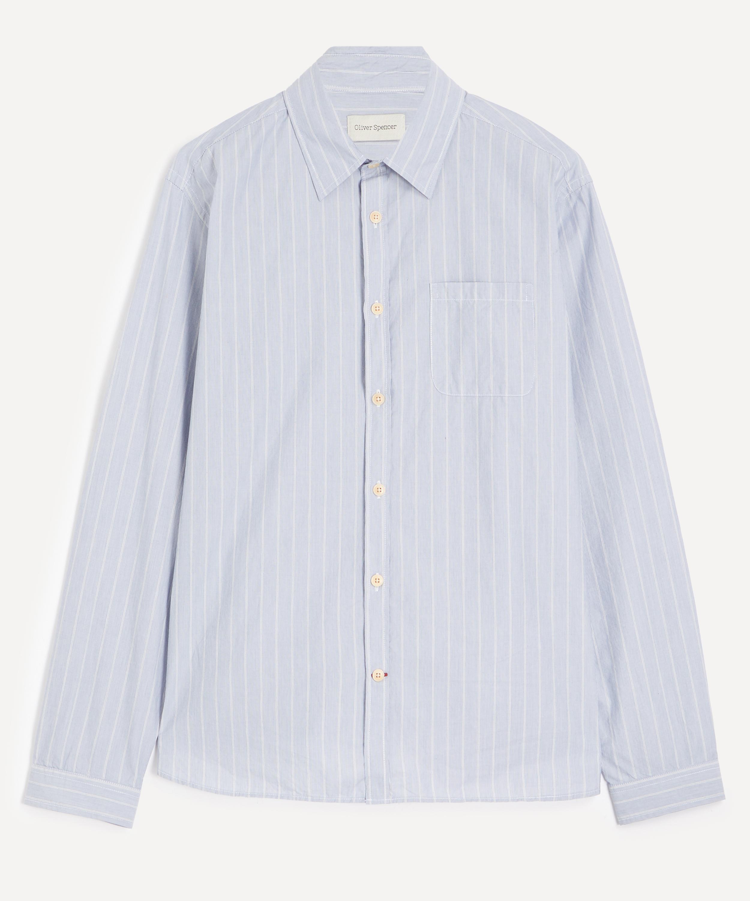 Oliver Spencer Mens New York Special Pale Blue Pinstripe Shirt