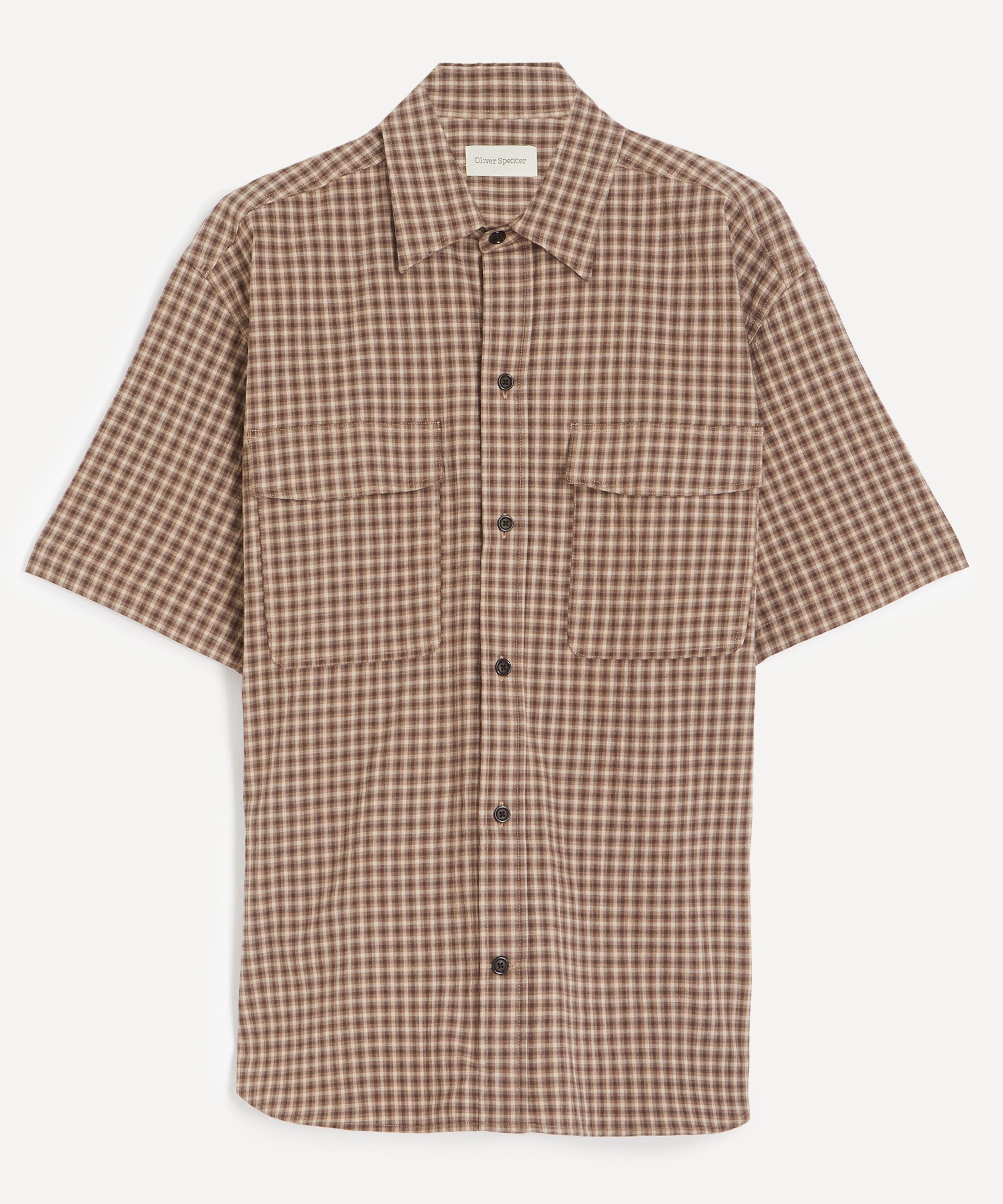 Oliver Spencer Mens Penryn Loose Short-sleeve Seersucker Shirt In Leaman Brown