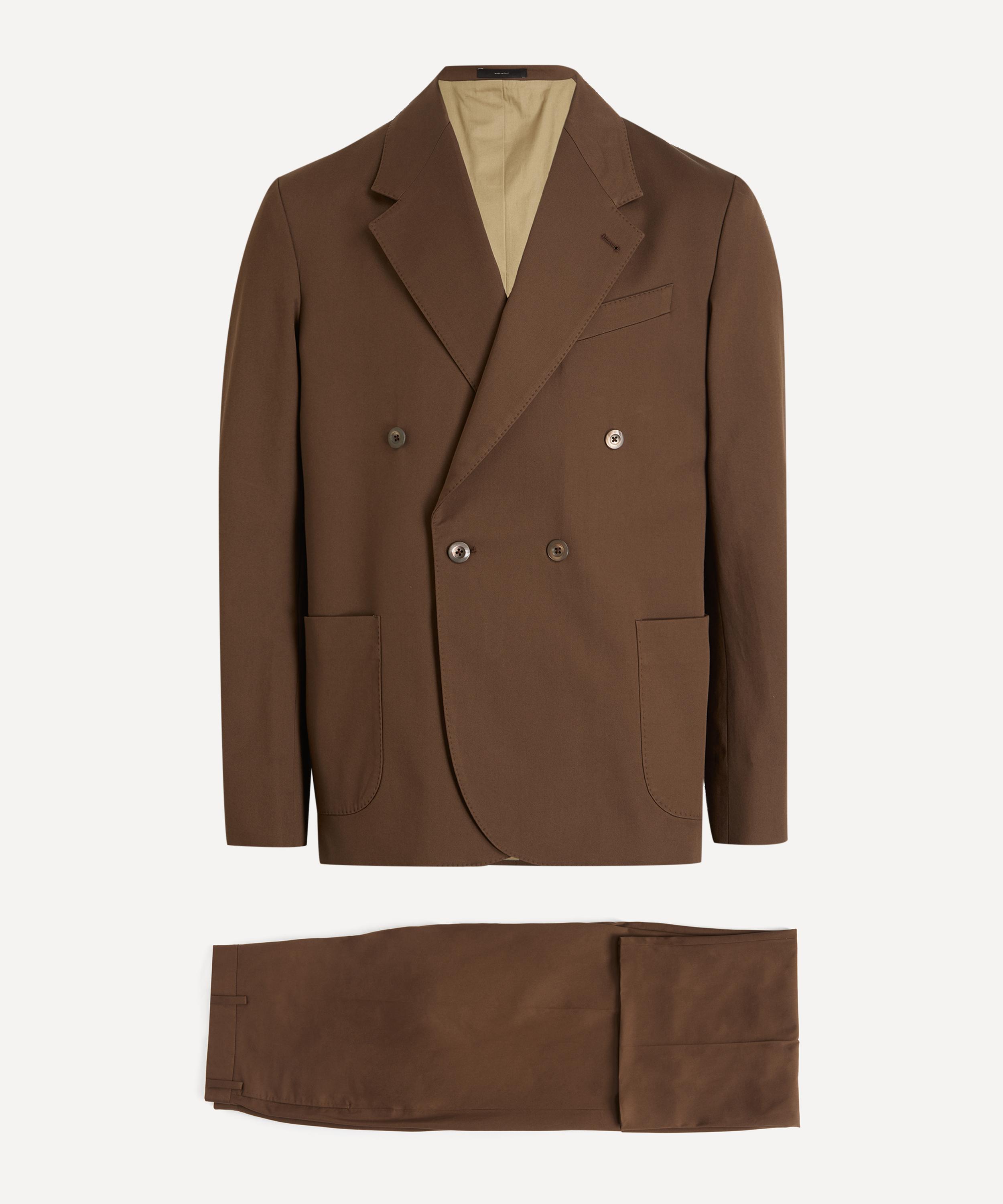 Paul Smith Mens Brown Cotton Twill Double-breasted Suit
