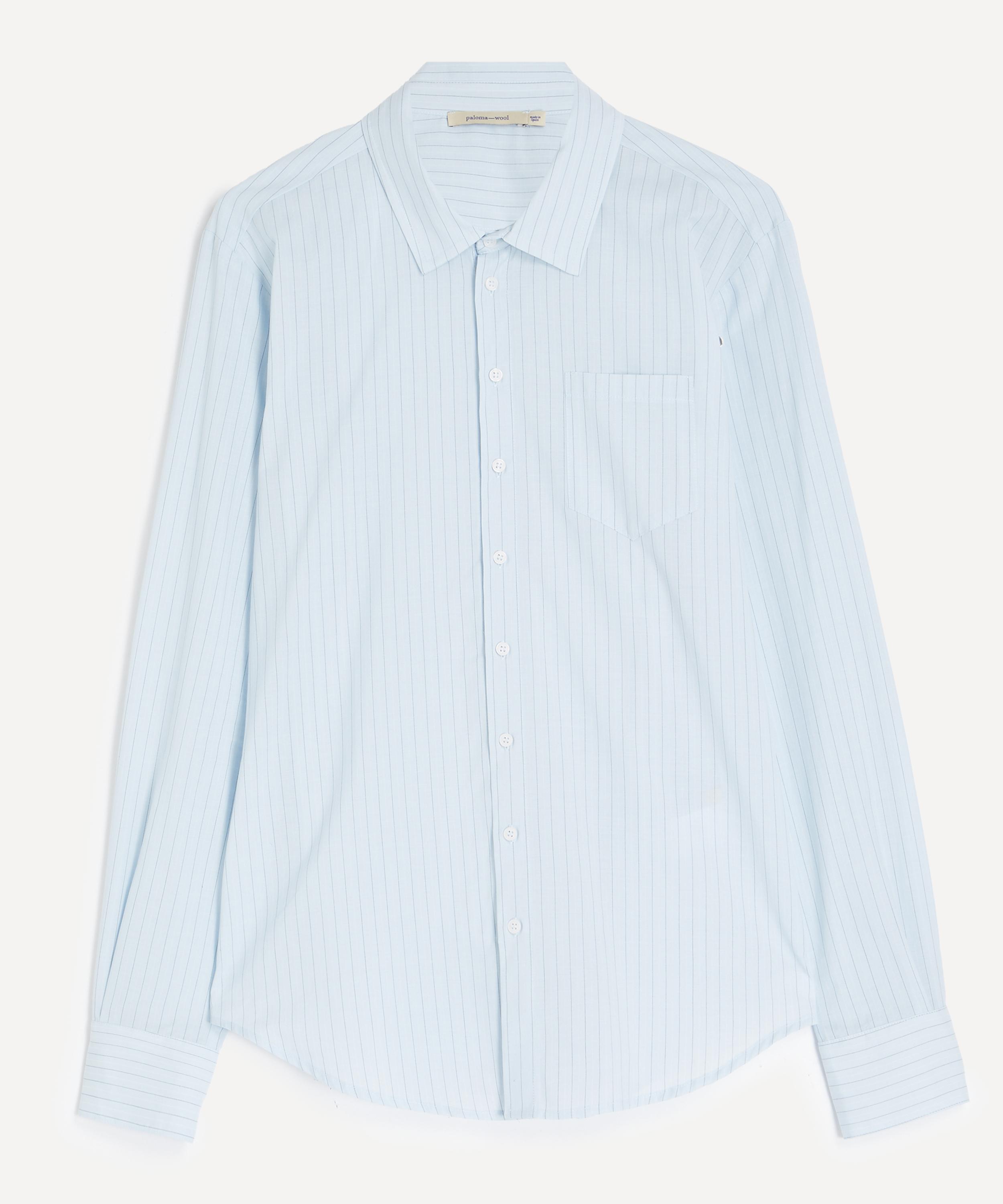 Paloma Wool Mens Finita Blue Pinstripe Cotton-silk Shirt