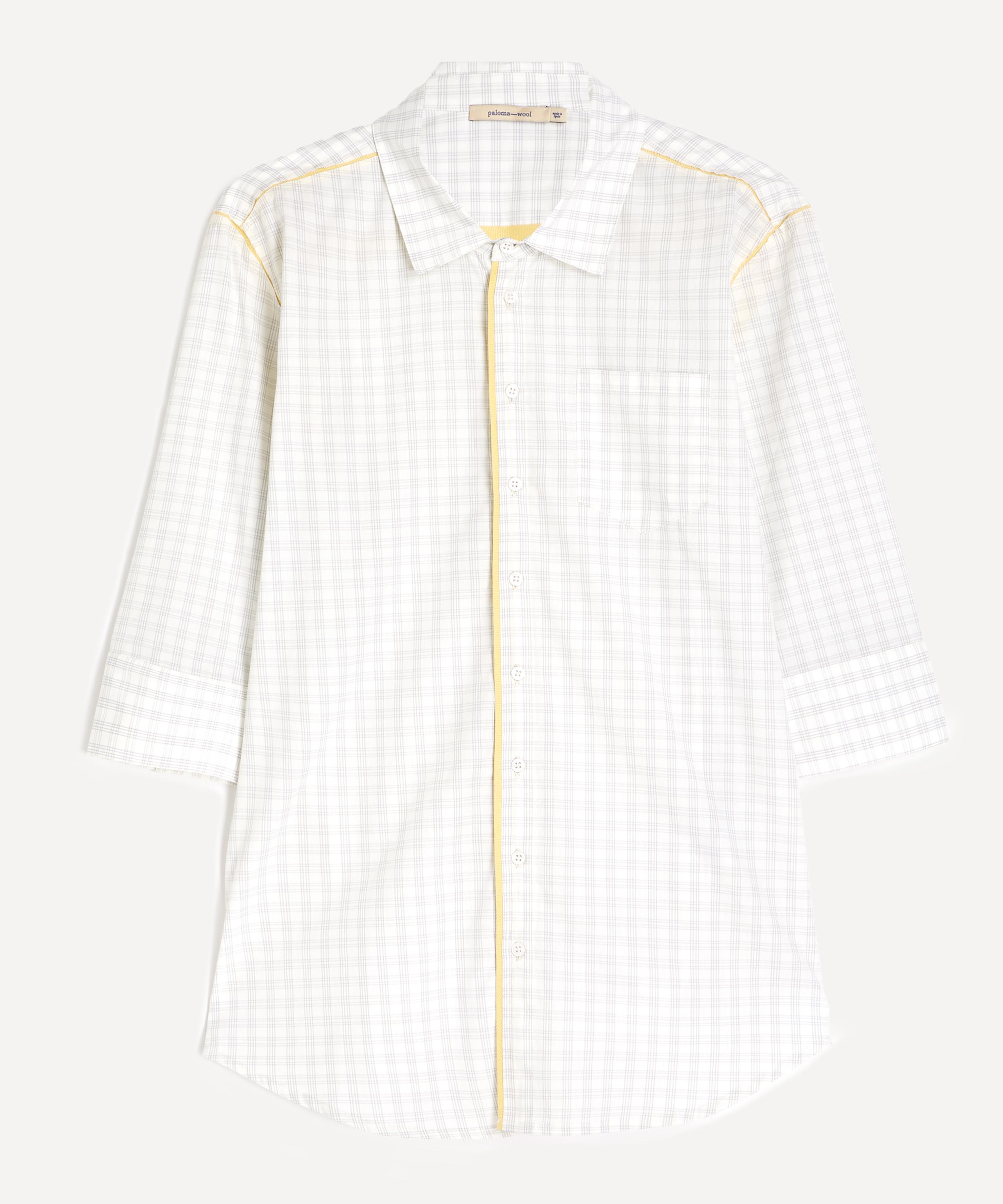 Paloma Wool Mens Salina Grey Elbow-length Cotton Shirt