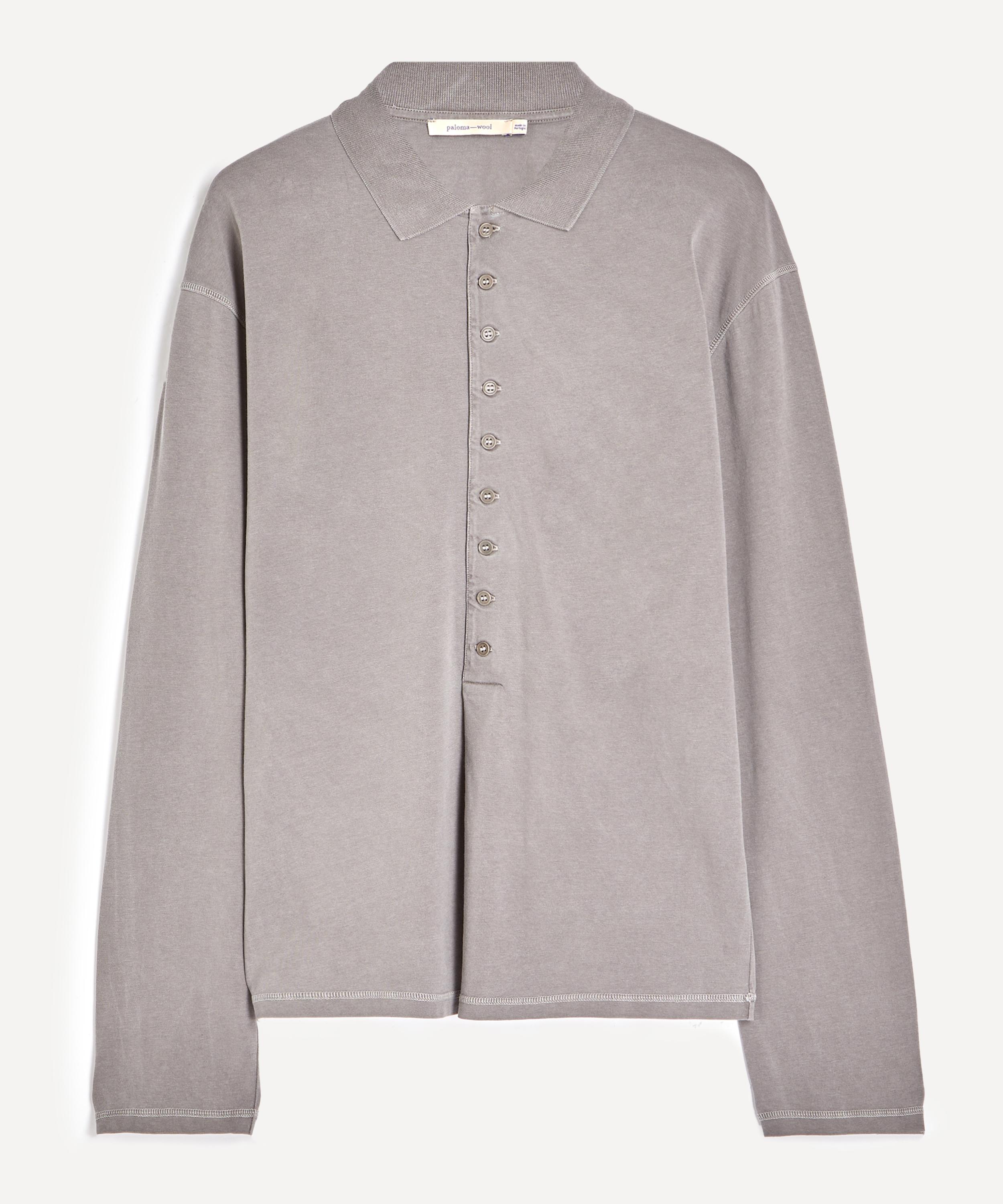 Paloma Wool Mens Mori Grey Long-sleeve Polo