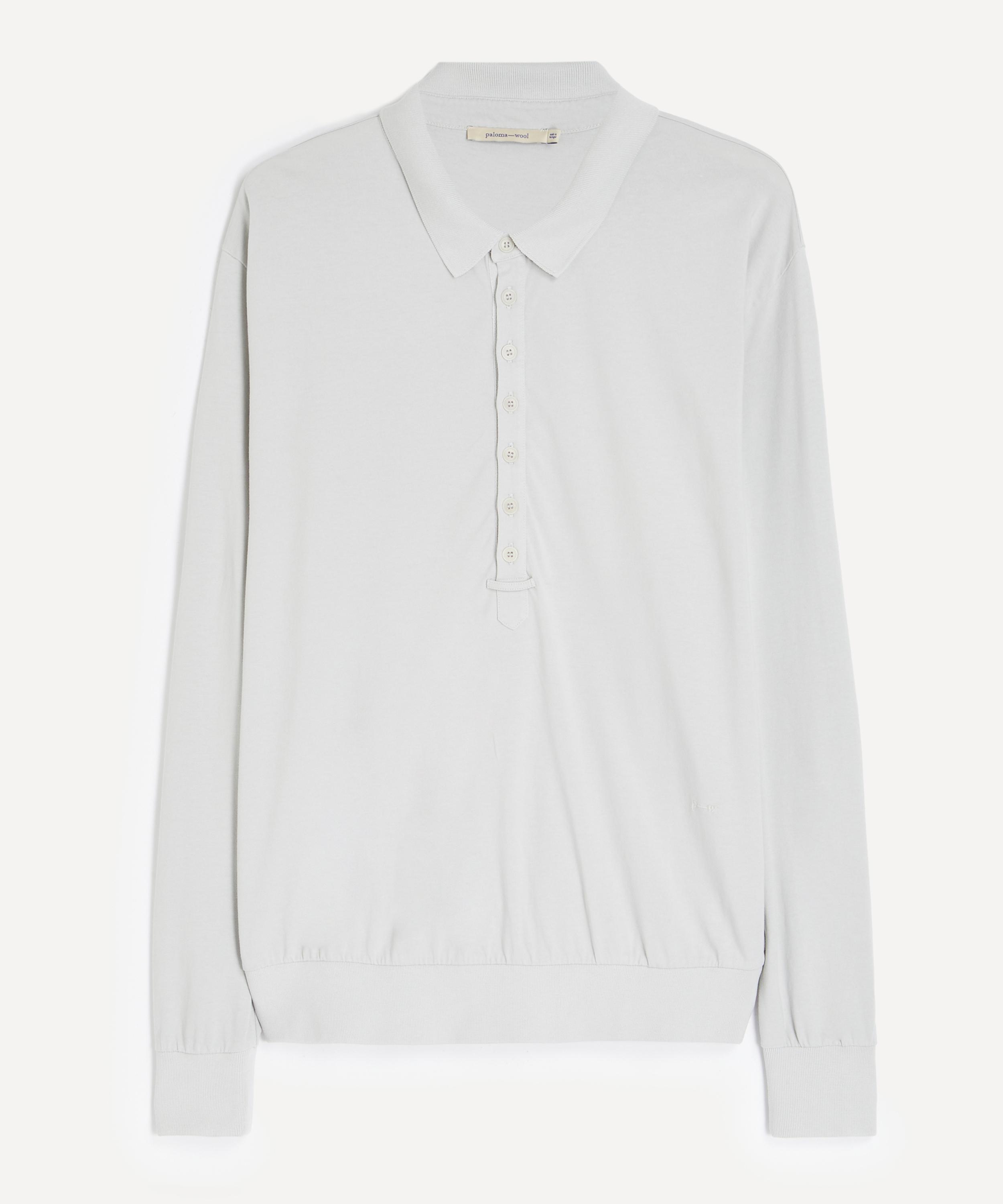 Paloma Wool Mens Romi Light Grey Long-sleeve Polo
