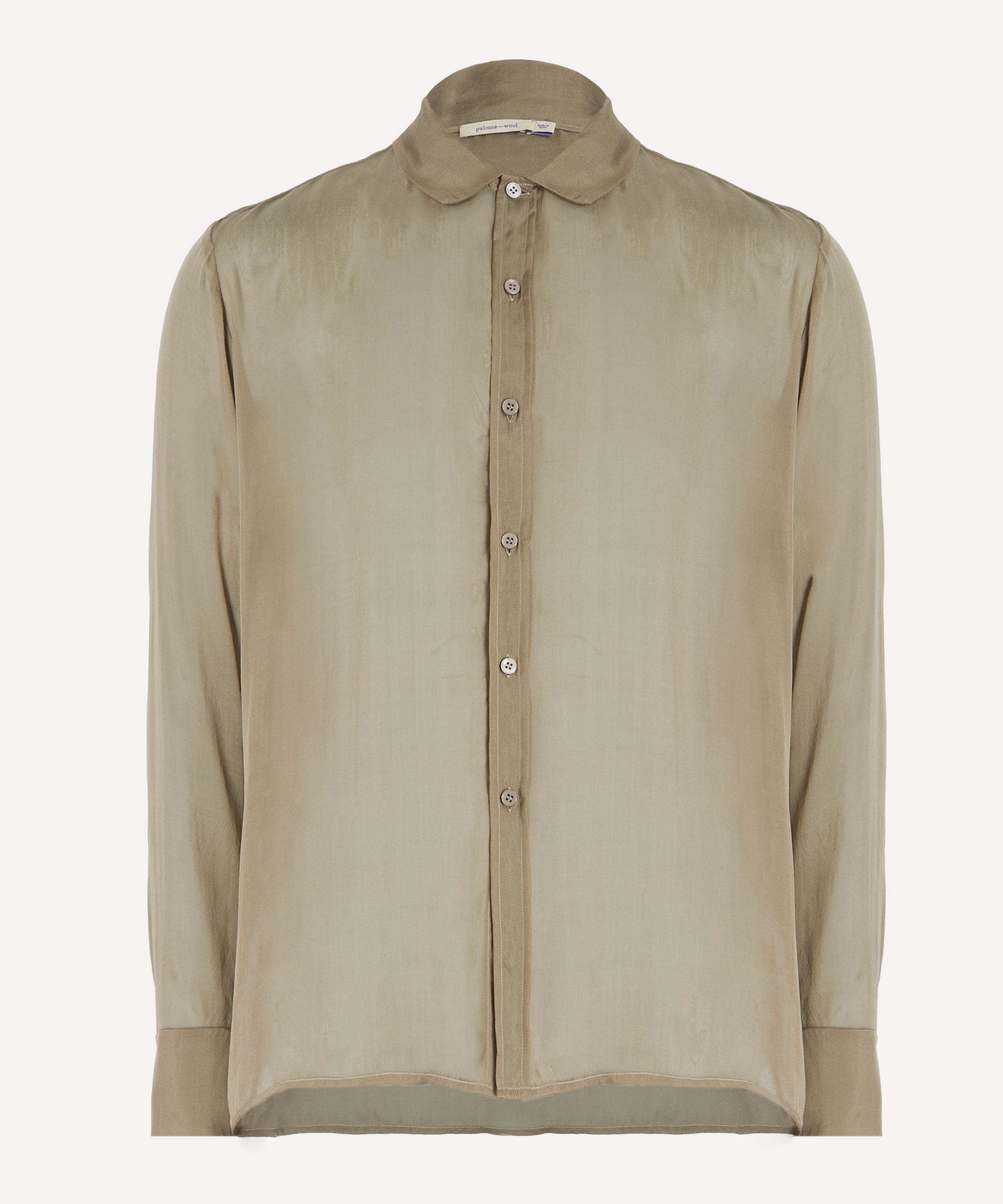 Paloma Wool Mens Elias Sheer Silk Shirt In Khaki