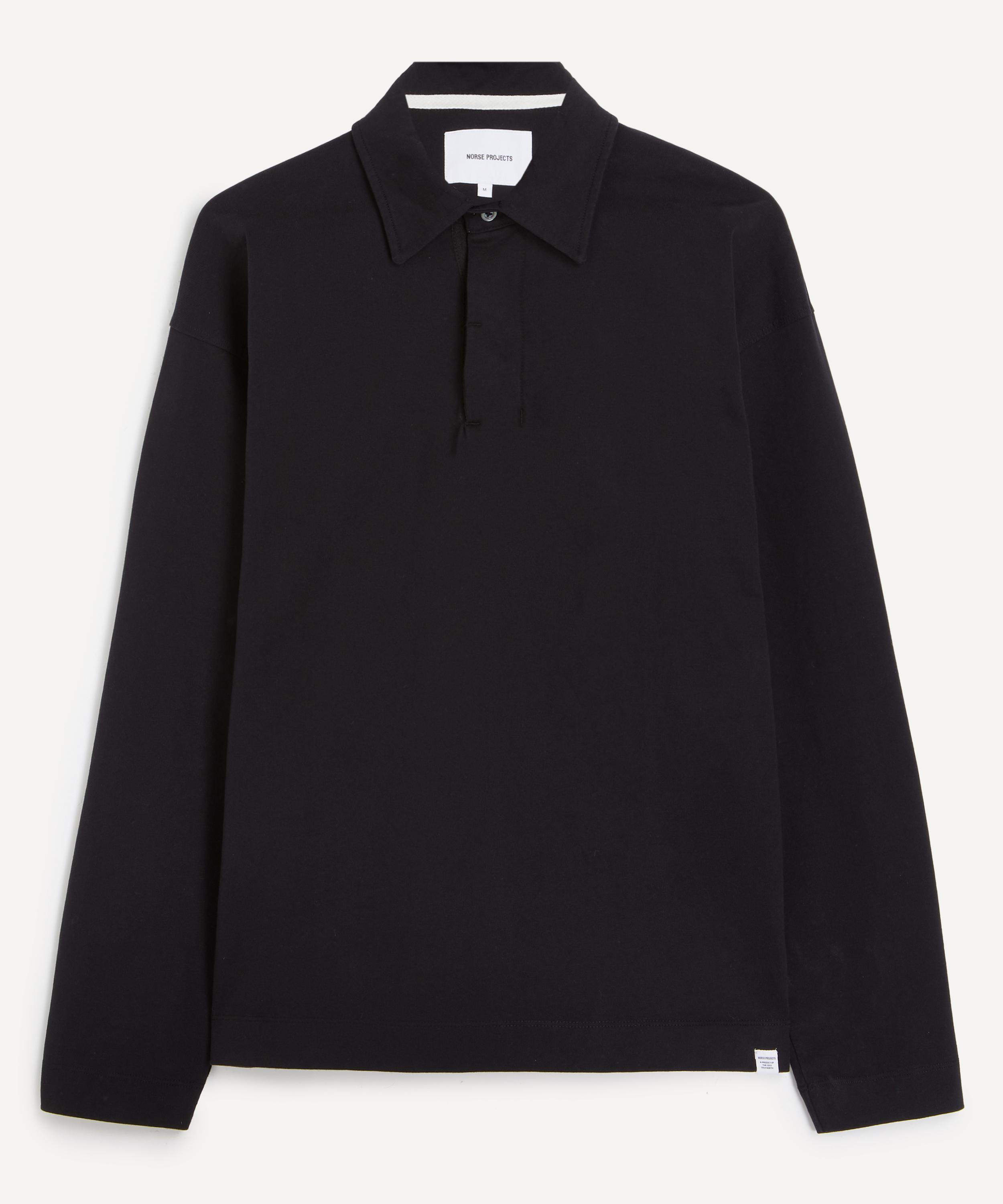Norse Projects Mens Isefjord Long-sleeve Polo Shirt In Black