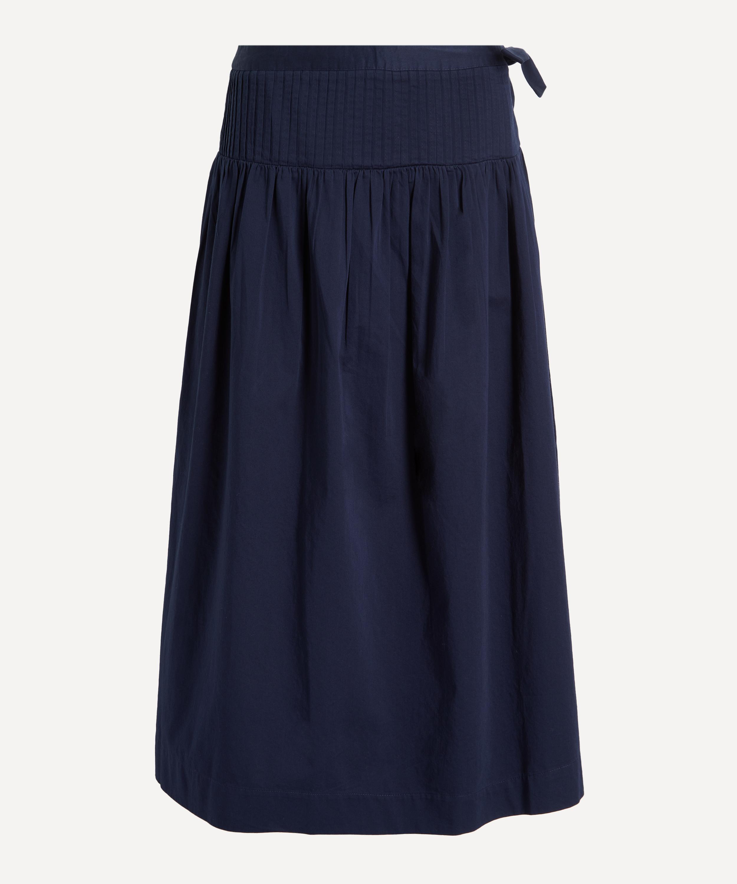 Damson Madder Women's Josie Navy Cotton Midi Skirt