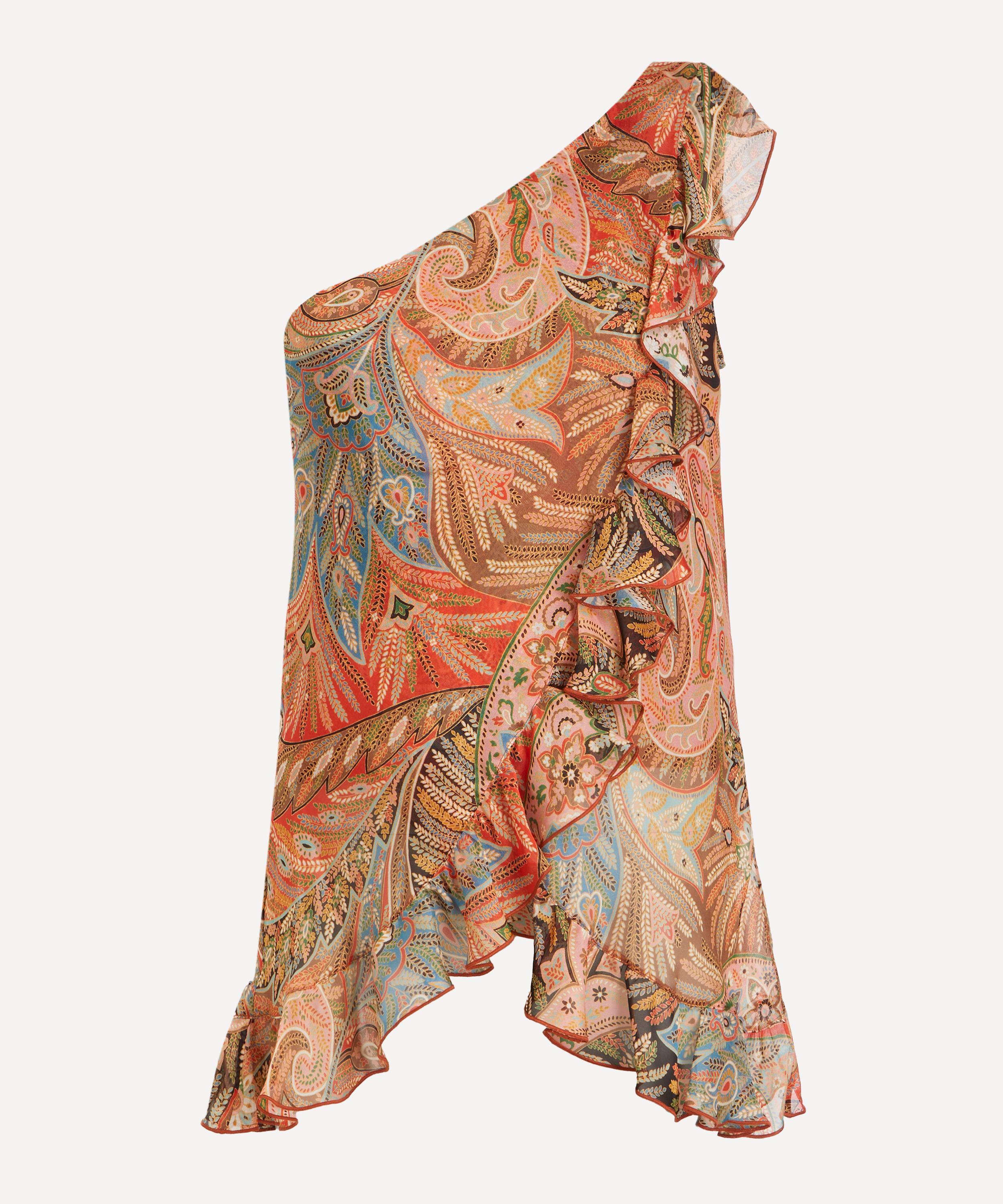 Etro Women's Paisley Silk Single-shoulder Top In Multi