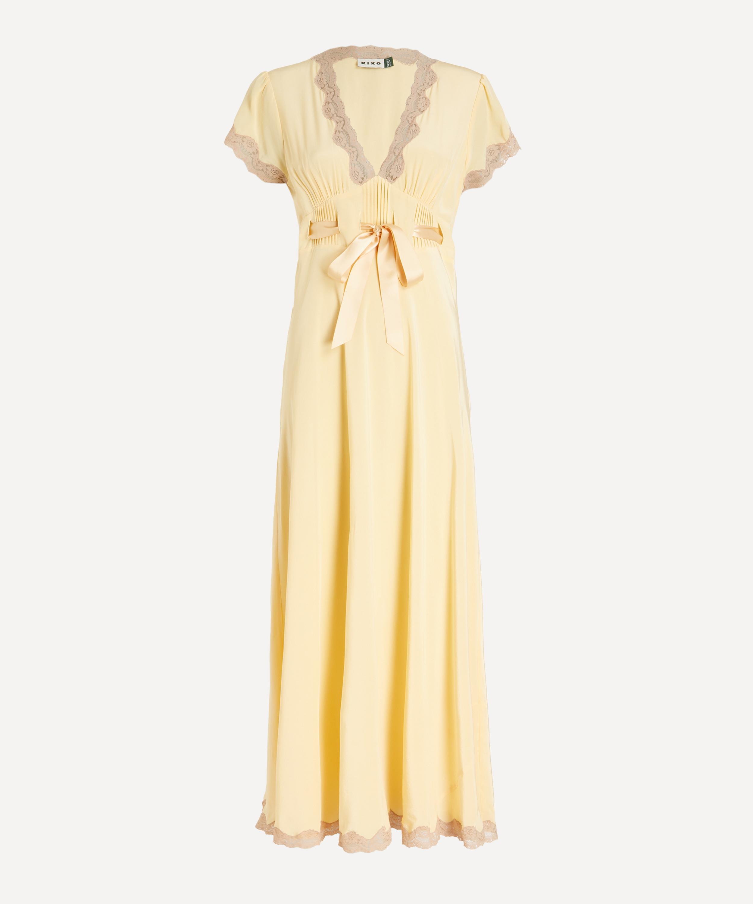 RIXO Marlice Butter Yellow Silk Crepe Dress
