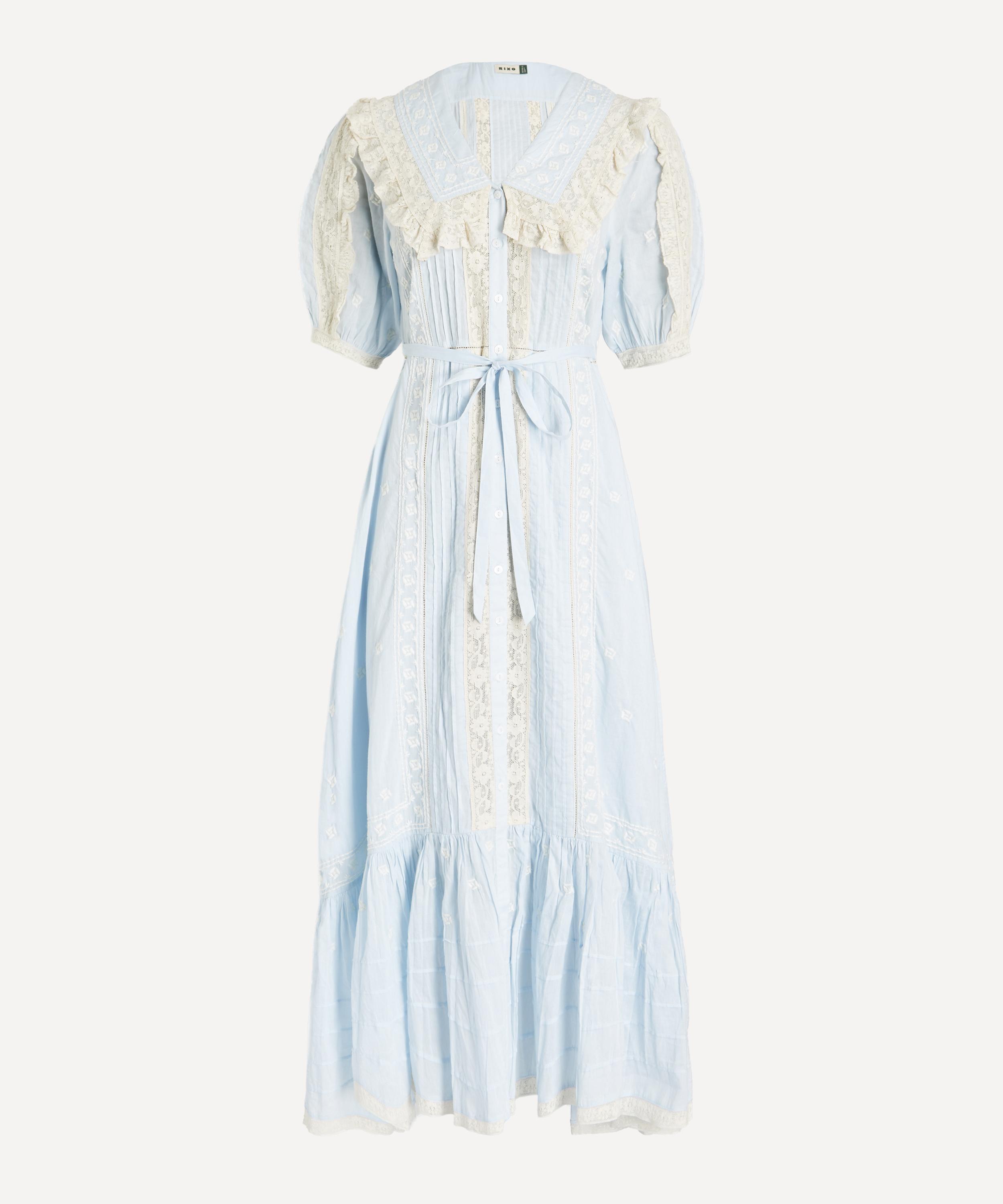 Rixo London Rixo Women's Edina Embroidered Cotton Midi Dress In Blue