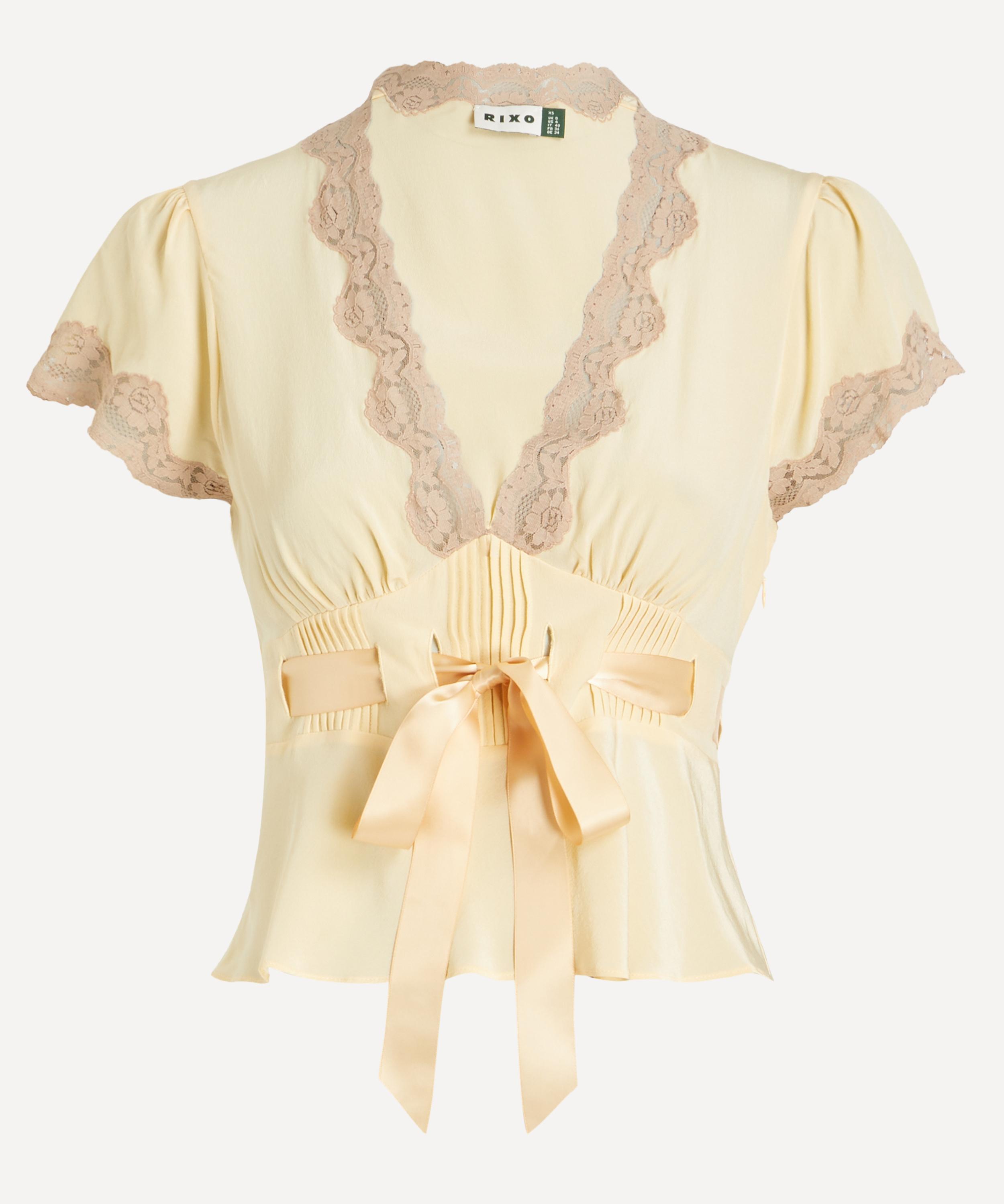 Rixo London Rixo Women's Daniela Butter Yellow Silk Crepe Top