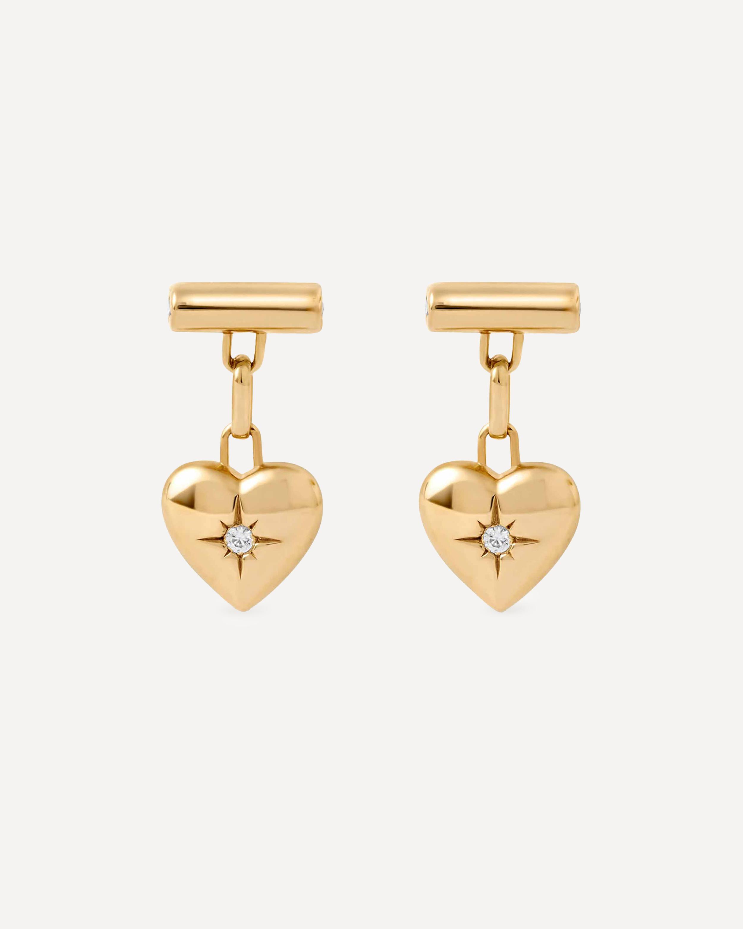 Astley Clarke 18ct Gold-Plated Vermeil Silver Biography Heart Stud Drop Earrings