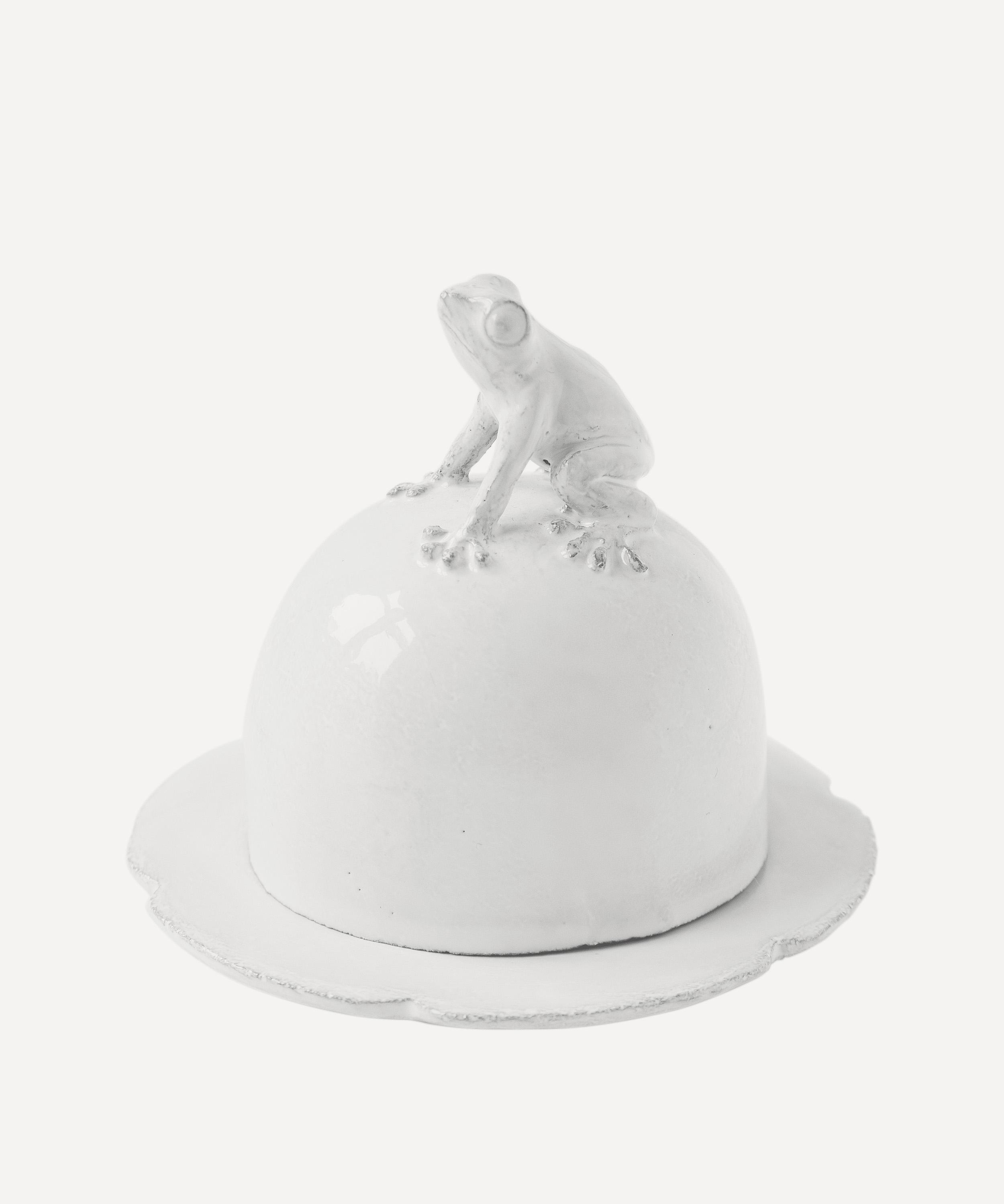 Astier De Villatte Frog Hand-glazed Ceramic Butter Dish In White