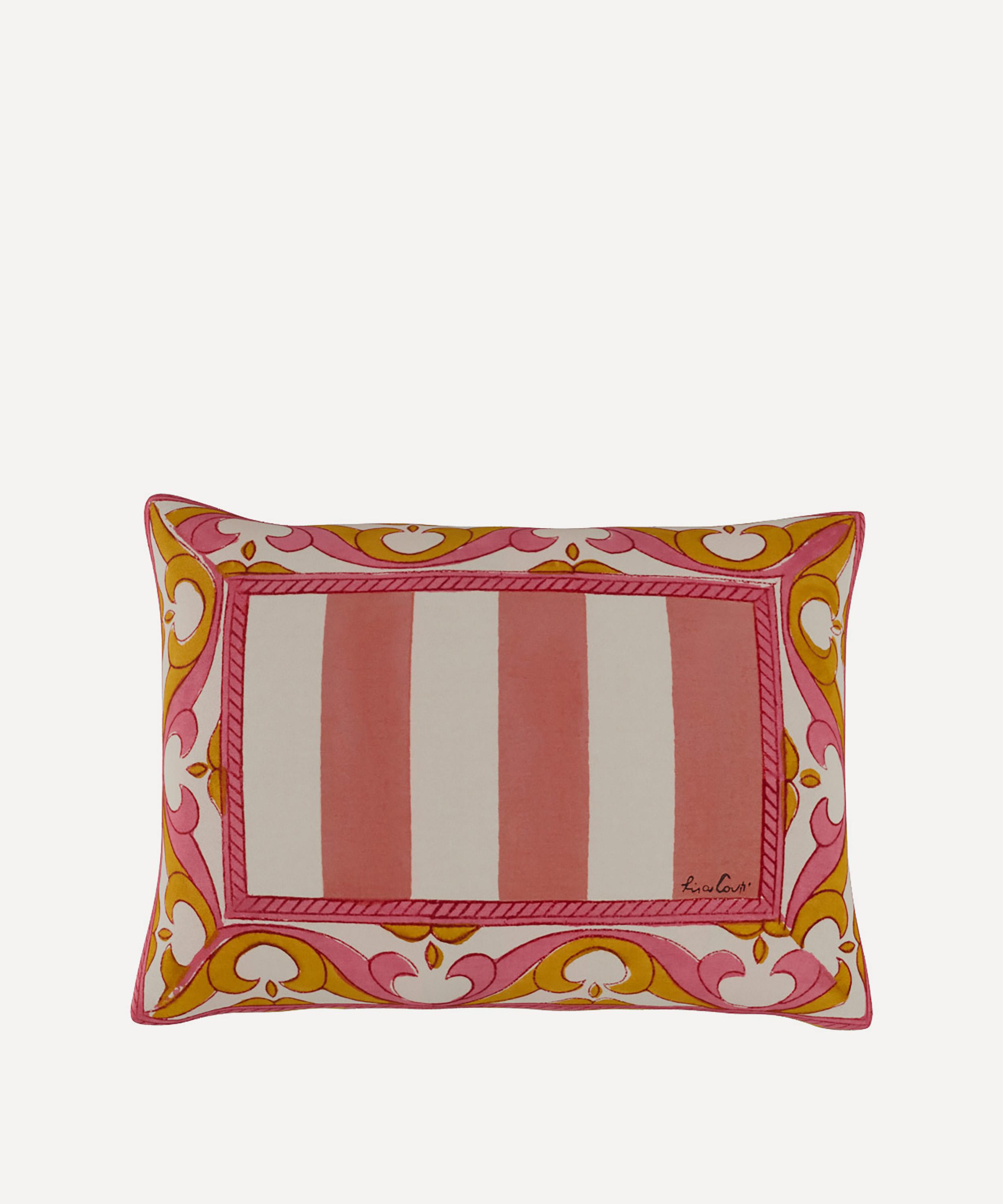 Lisa Corti Positano Red Tiles Rectangular Cushion In Multi