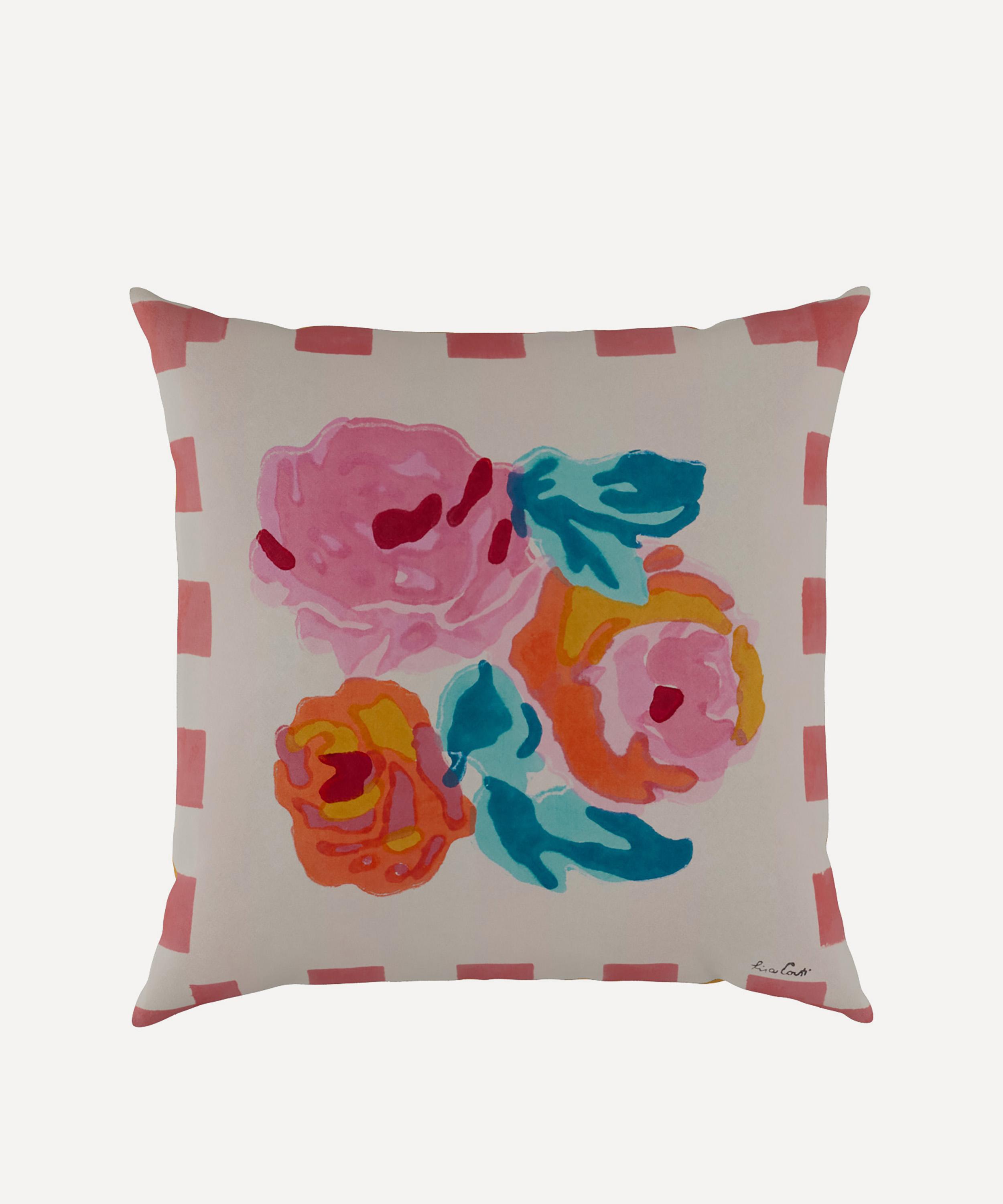 Lisa Corti Positano Red Tiles Square Cushion In Multi