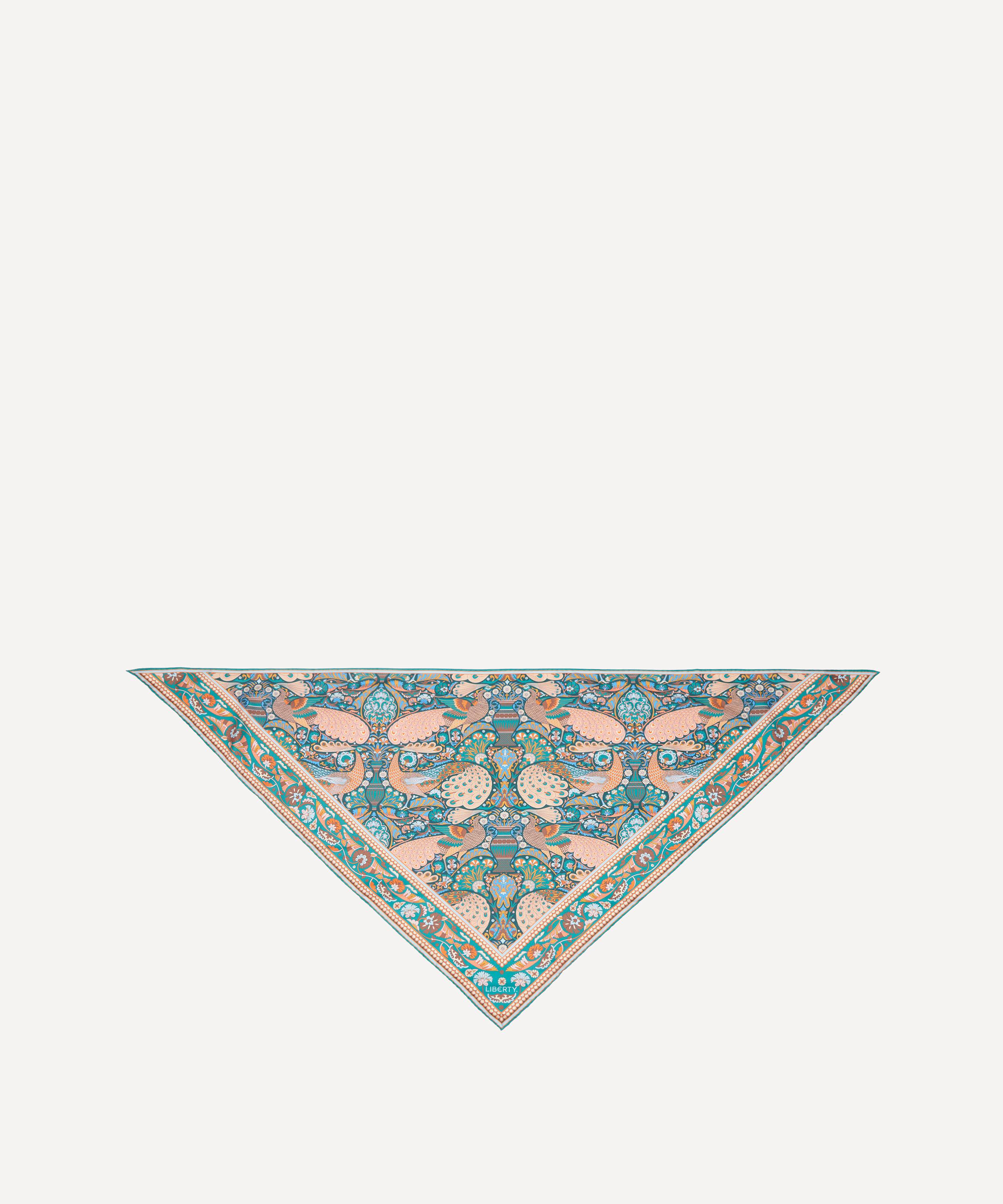 Liberty Women's Peacock Promenade Triangle 100x140 Silk Scarf In Multi